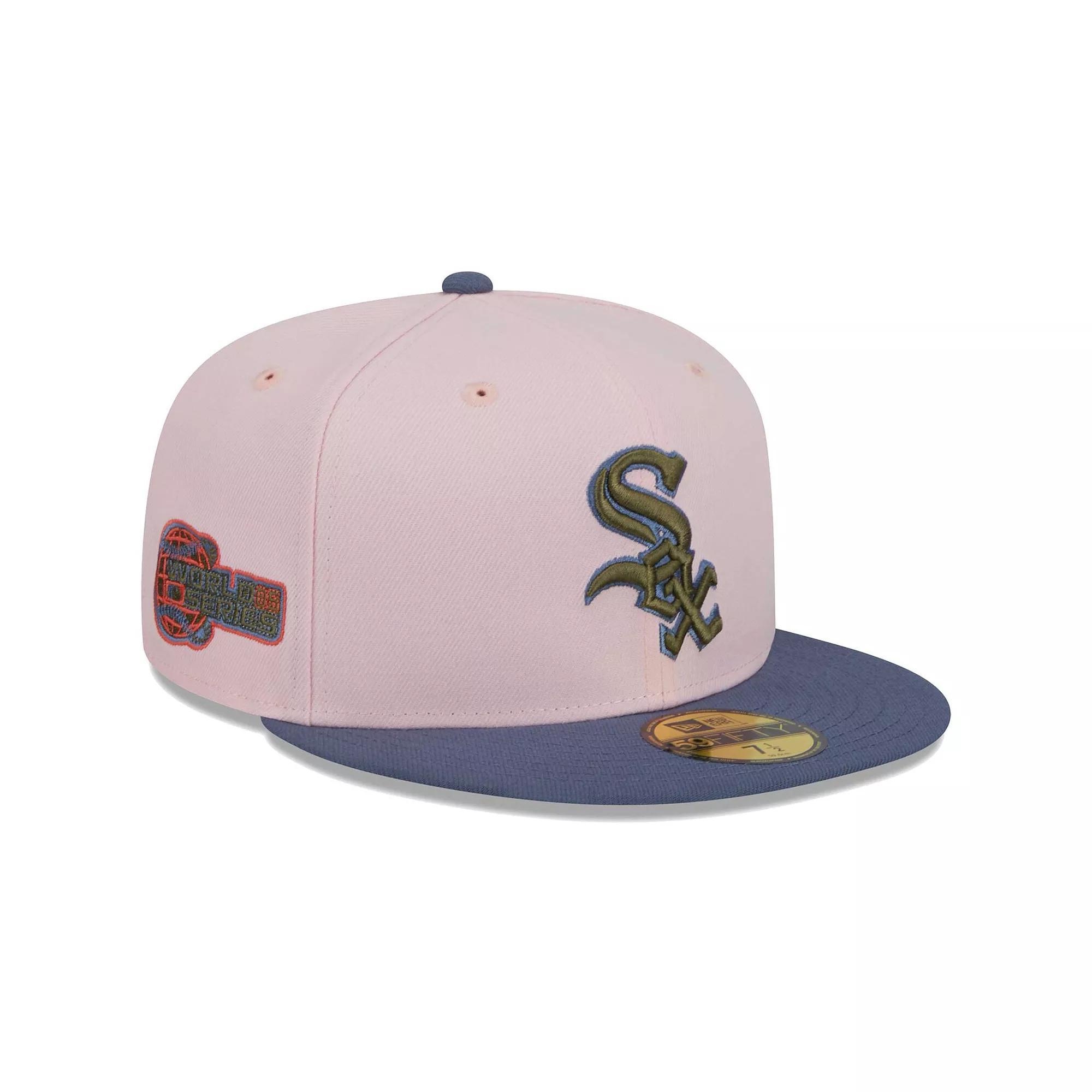 Men's New Era Pink/Blue Chicago White Sox  Olive Undervisor 59FIFTY Fitted Hat, Size: 7 5/8 Product Image