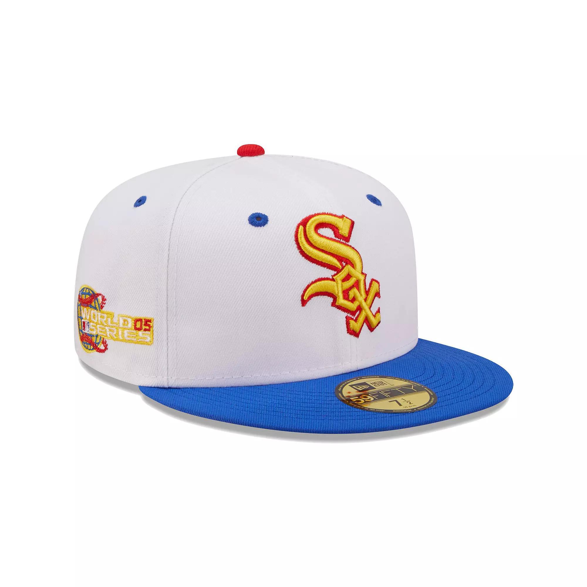Men's New Era White/Royal Chicago White Sox 2005 World Series Cherry Lolli 59FIFTY Fitted Hat, Size: 7 5/8 Product Image