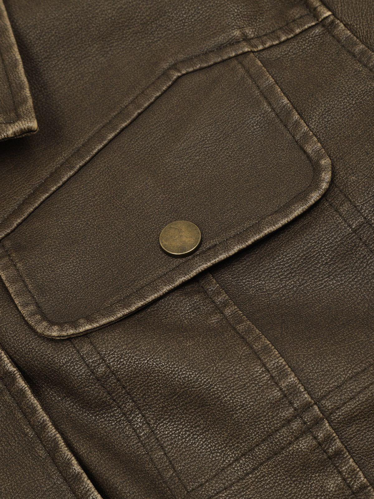 Aelfric Eden Basic Pocket Faux Leather Jacket Product Image
