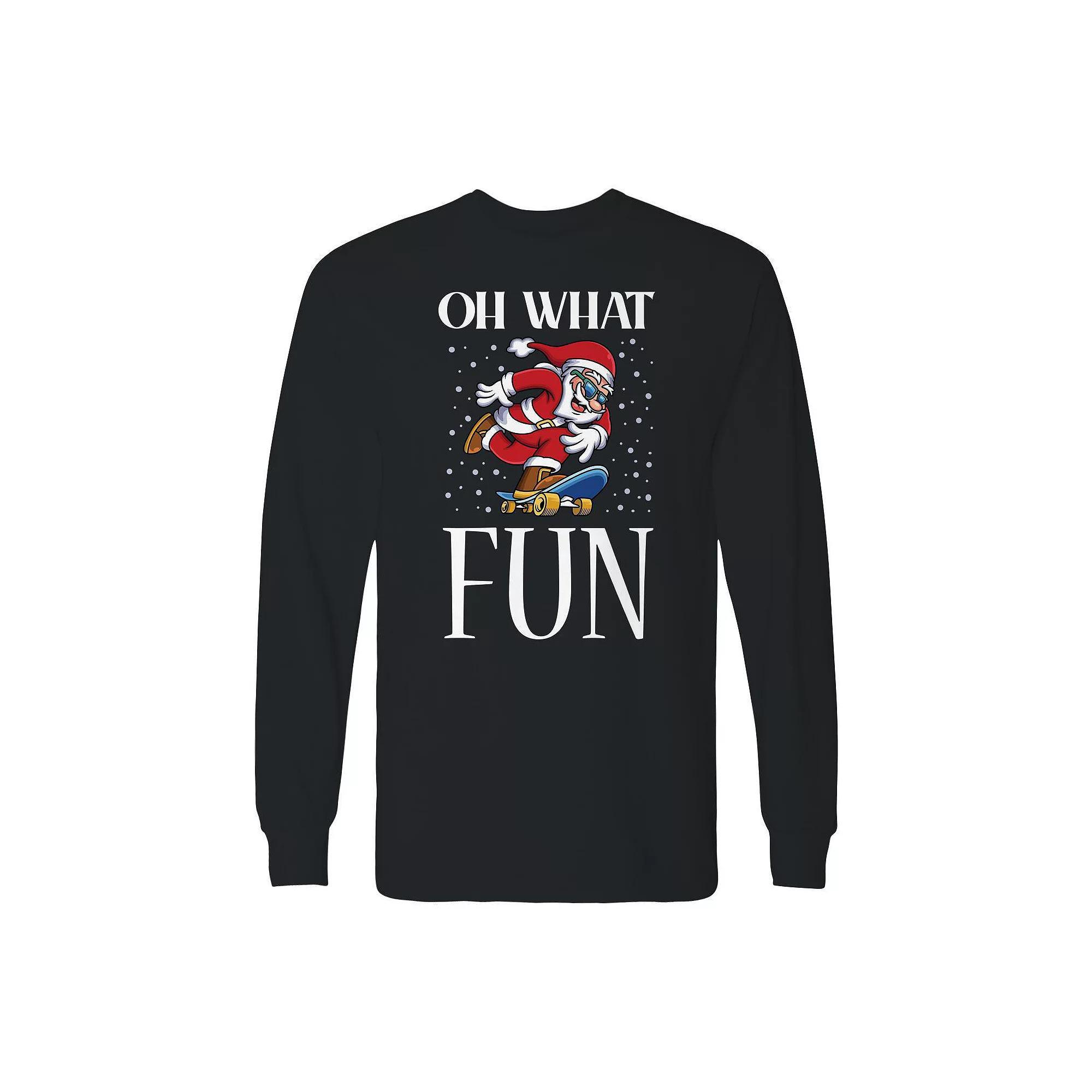 Men's Christmas Santa Oh What Fun Long Sleeve Graphic Tee, Size: Large, Irish Green Product Image