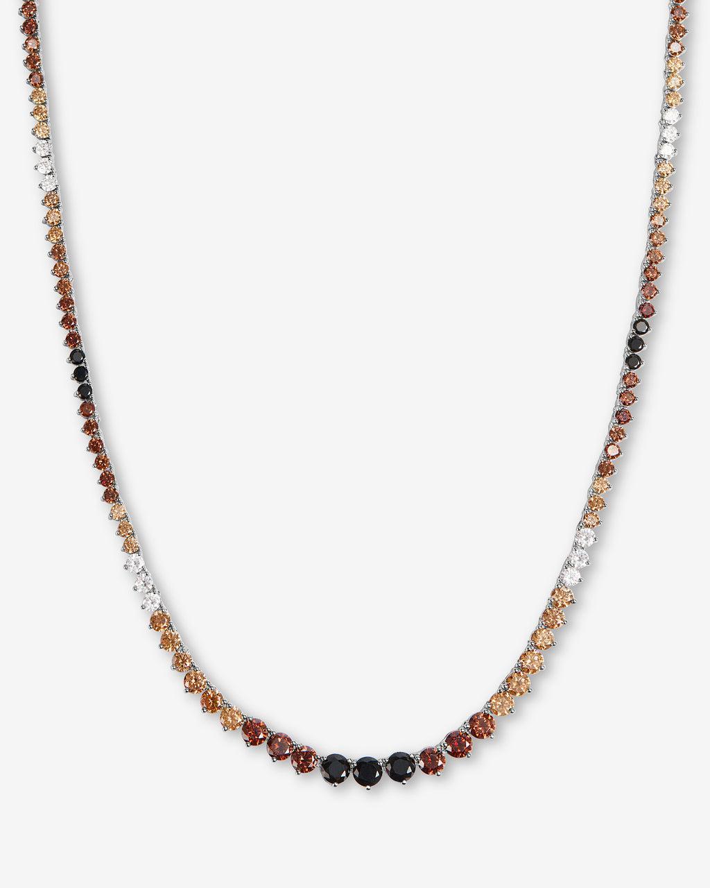 Not Your Basic Graduated Tennis Necklace 18" - Silver|Chocolate Product Image