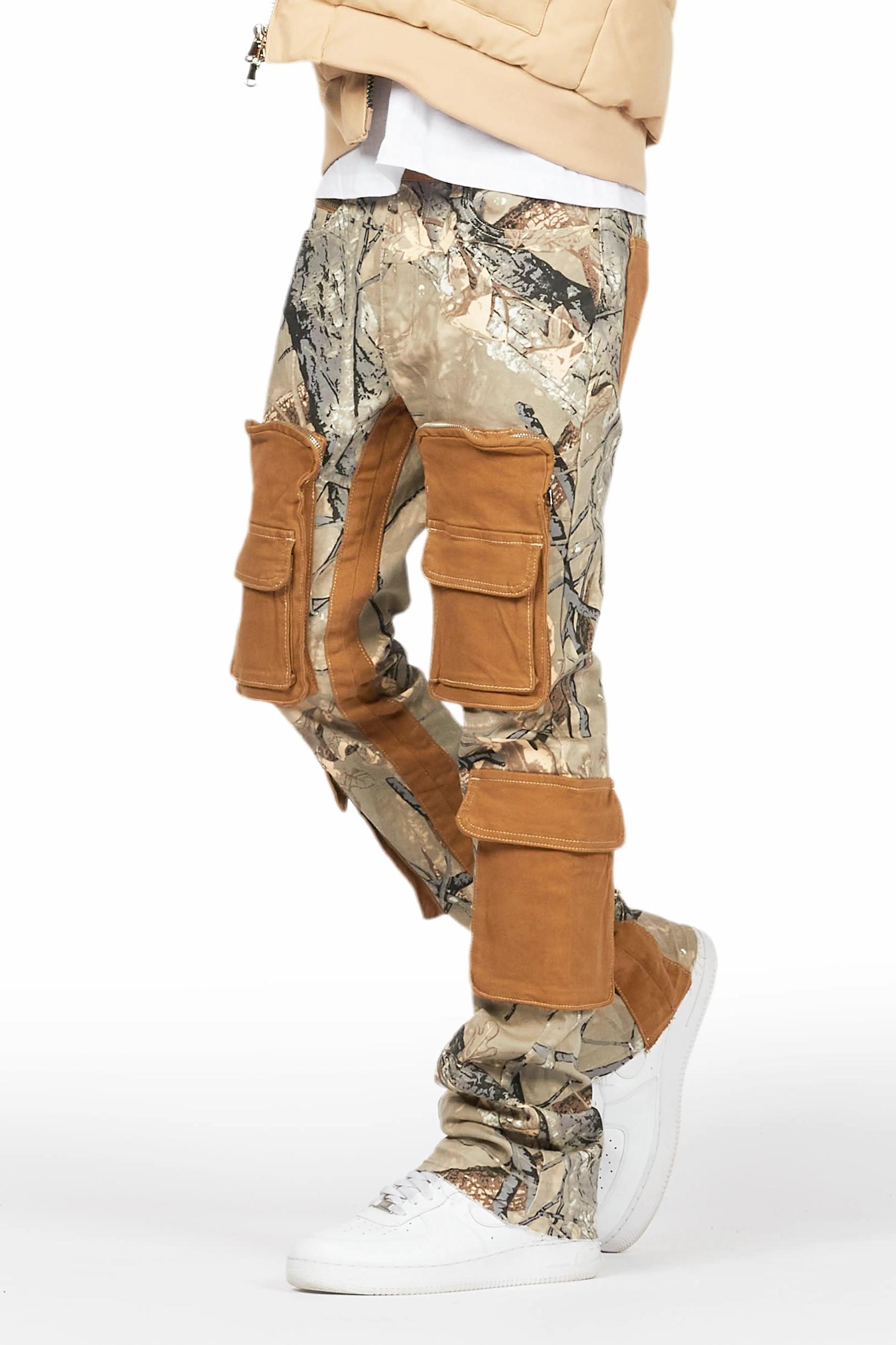 Petter Beige Stacked Flare Jean Male Product Image