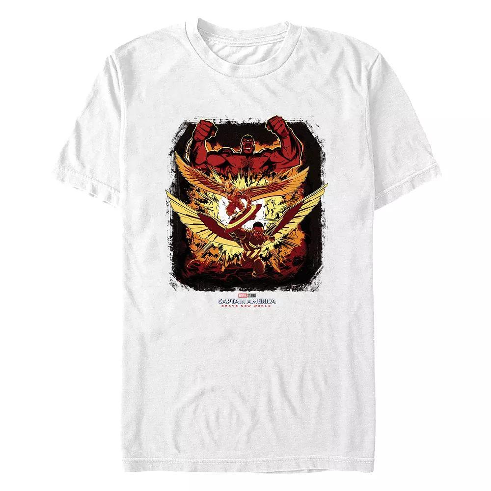 Men's Marvel Captain America Brave New World Explosion Poster Graphic Tee, Size: Small, White Product Image