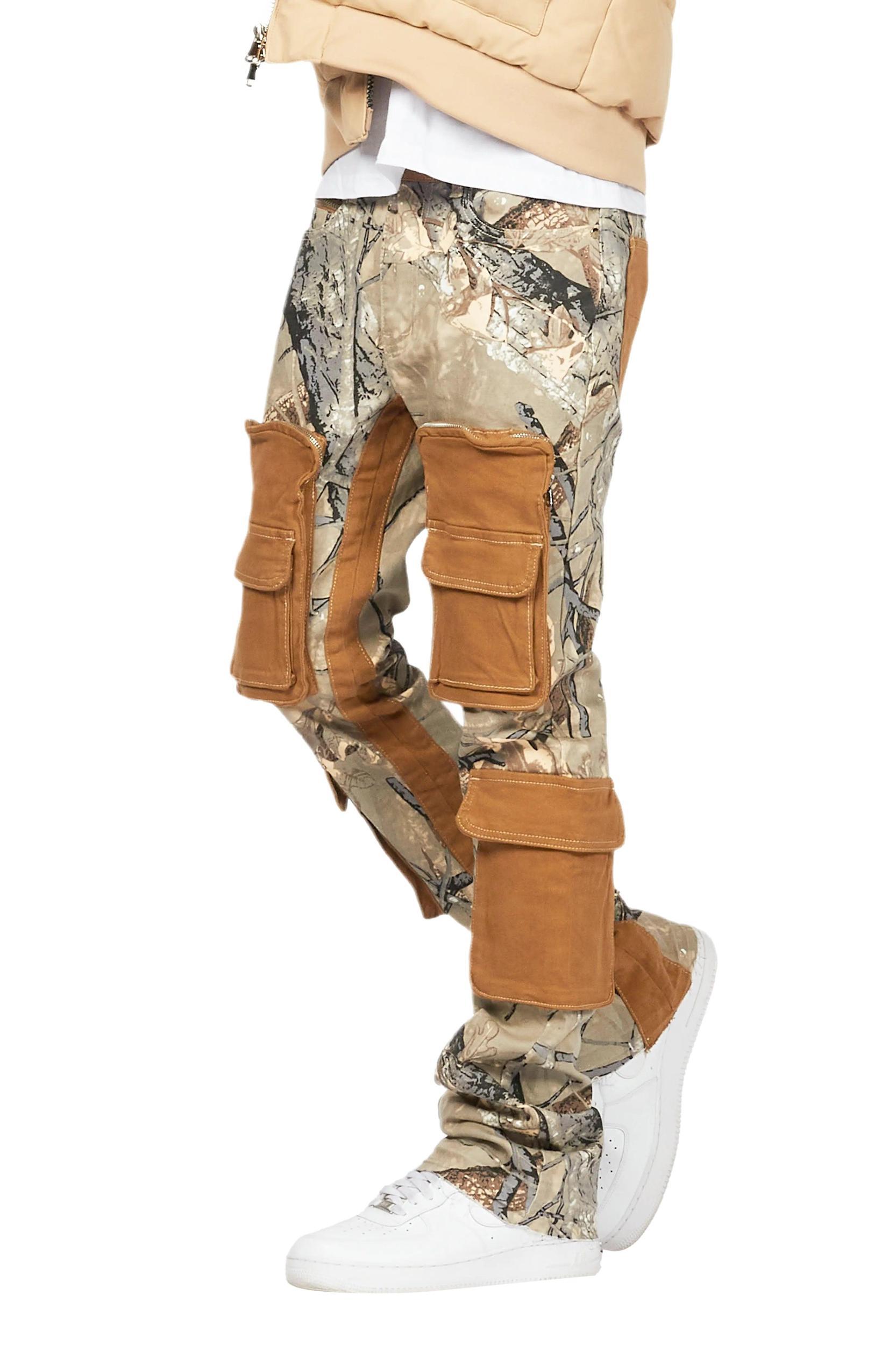 Petter Beige Stacked Flare Jean Male Product Image