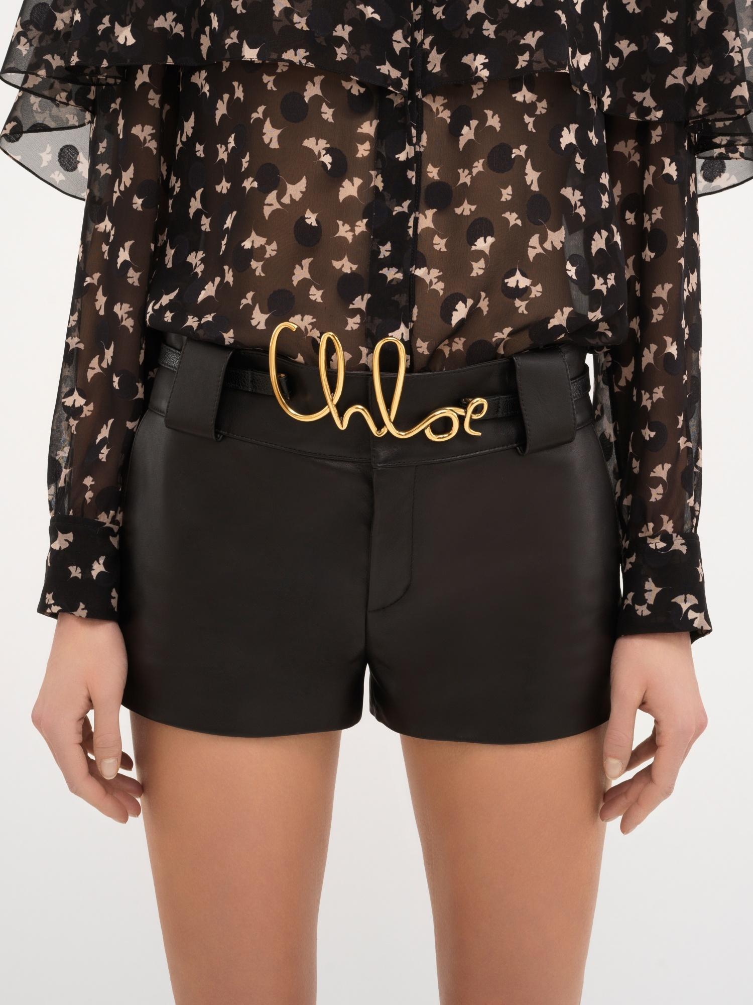 CHLOÉ Iconic Leather Belt Gold-tone Hardware In Black Product Image