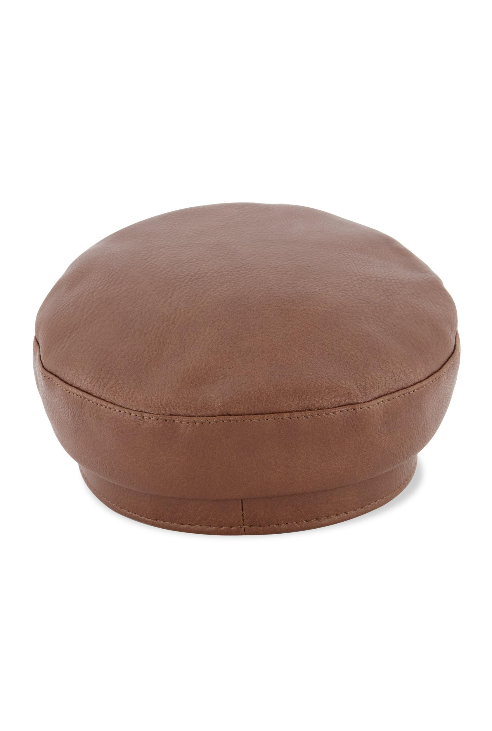 Faux Leather Cabbie Hat Female Product Image