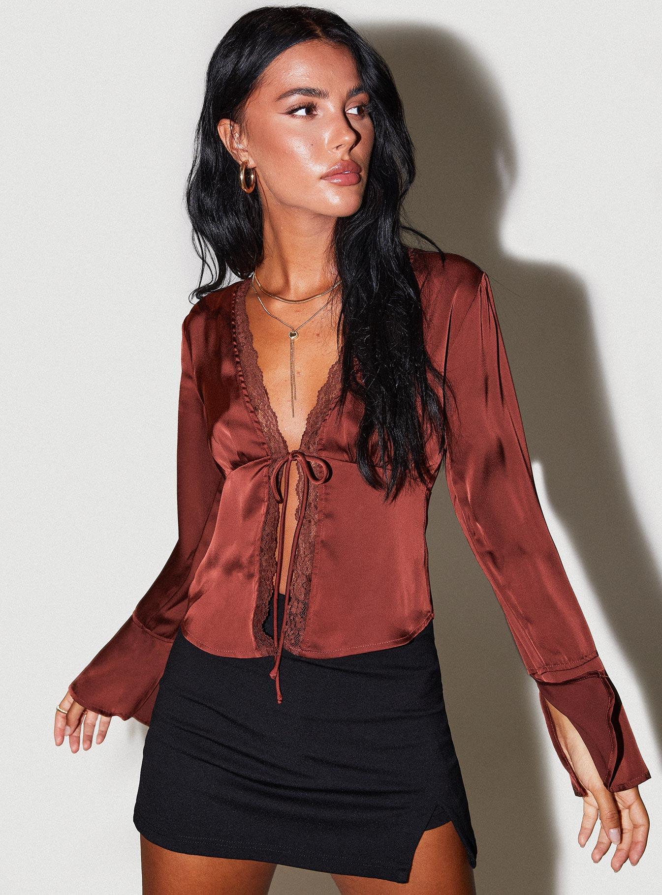 Hunton Long Sleeve Top Brown Product Image