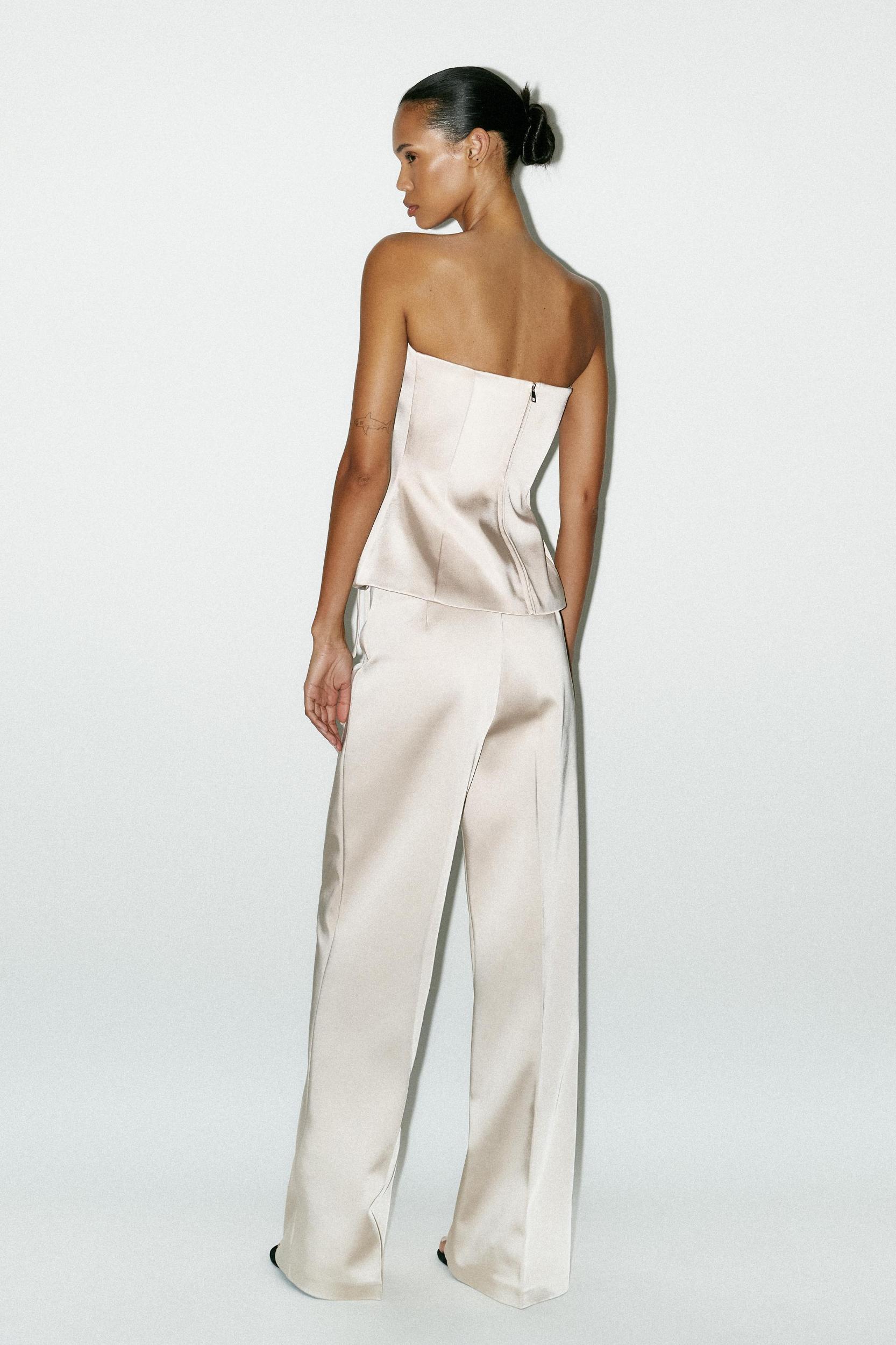 STRAPLESS SATIN EFFECT TIE TOP Product Image