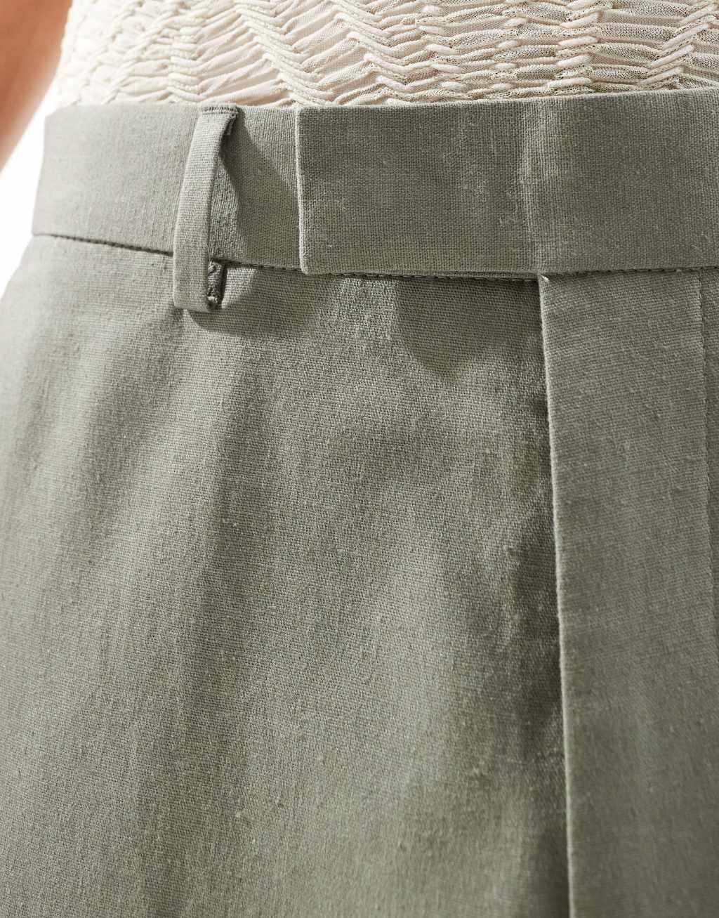 ASOS DESIGN oversized tapered linen blend dress pants in dusty green Product Image