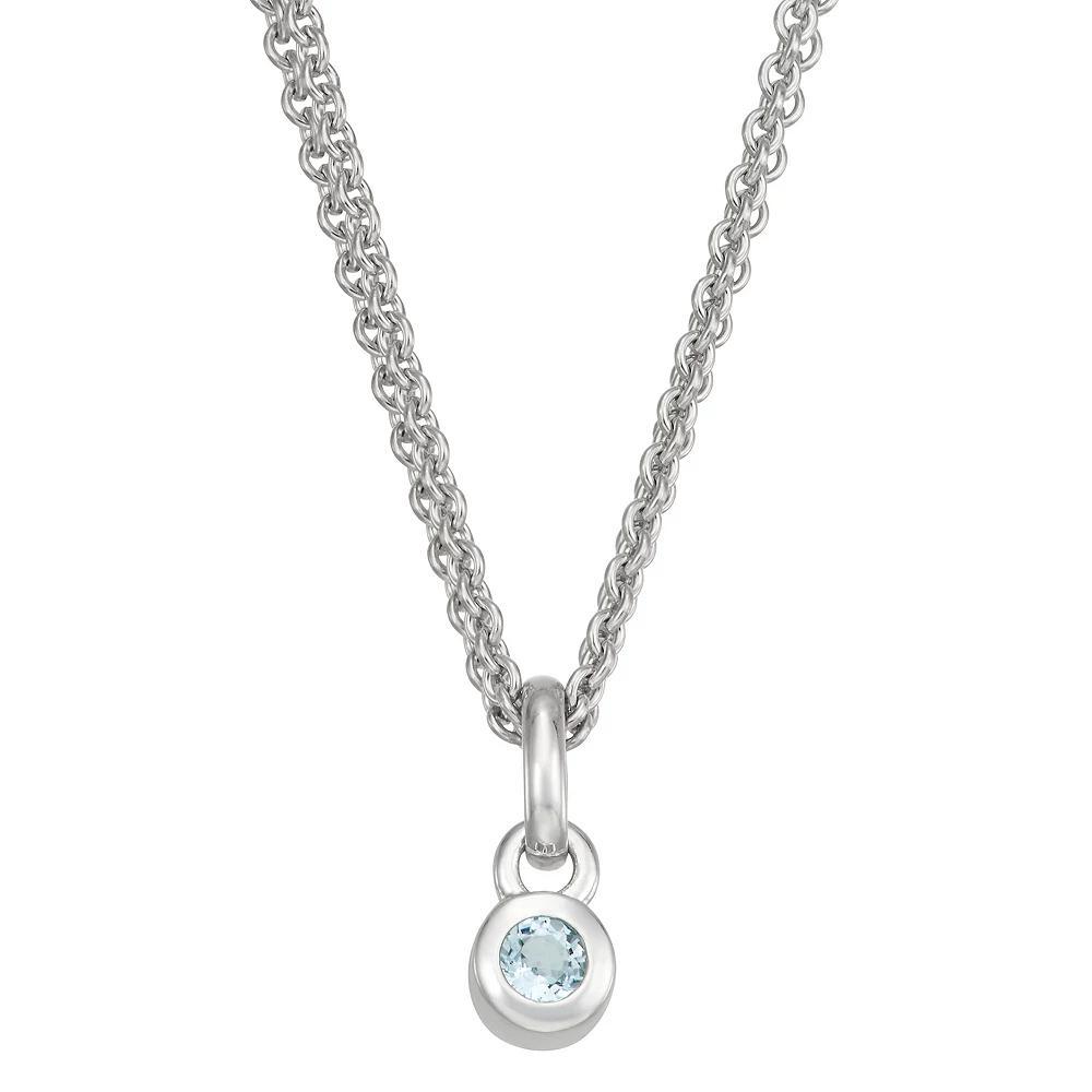 Sterling Silver Aquamarine Charm Necklace, Women's, Size: 18", Silver Tone Product Image