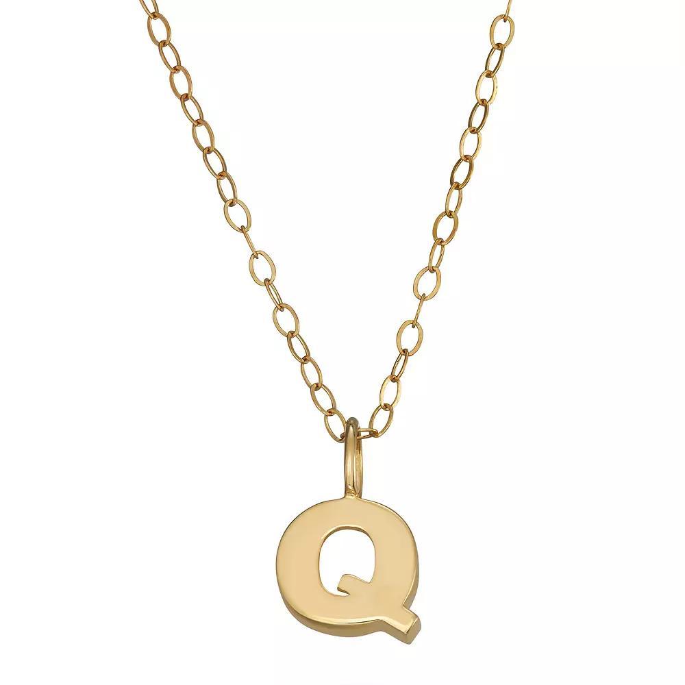 10K Gold Initial Pendant on 14K Gold Filled Chain, Womens Product Image