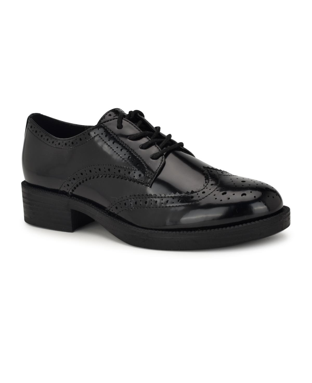 Nine West Studey Women's Heeled Casual Lace-up Loafers, Size: 7.5, Black Patent Product Image
