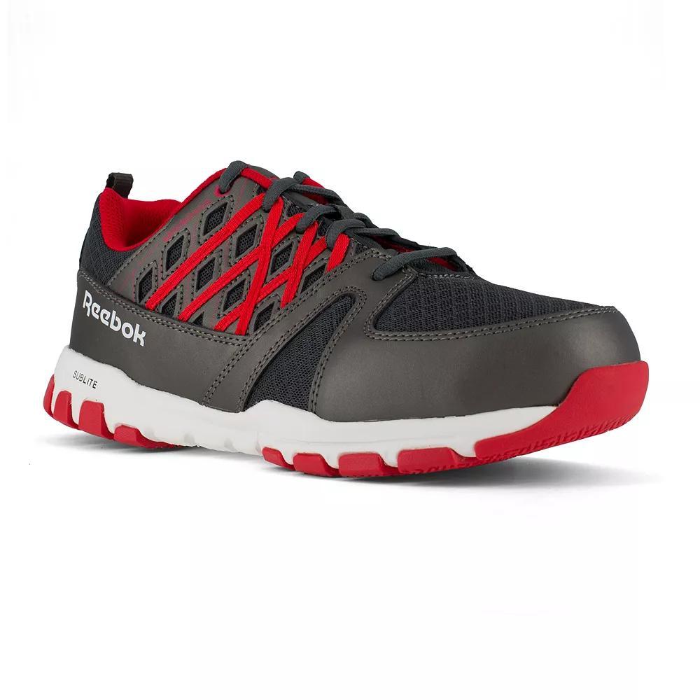 Reebok Work Sublite Work Men's Steel-Toe Shoes, Size: 8 Wide, Gray Red Product Image