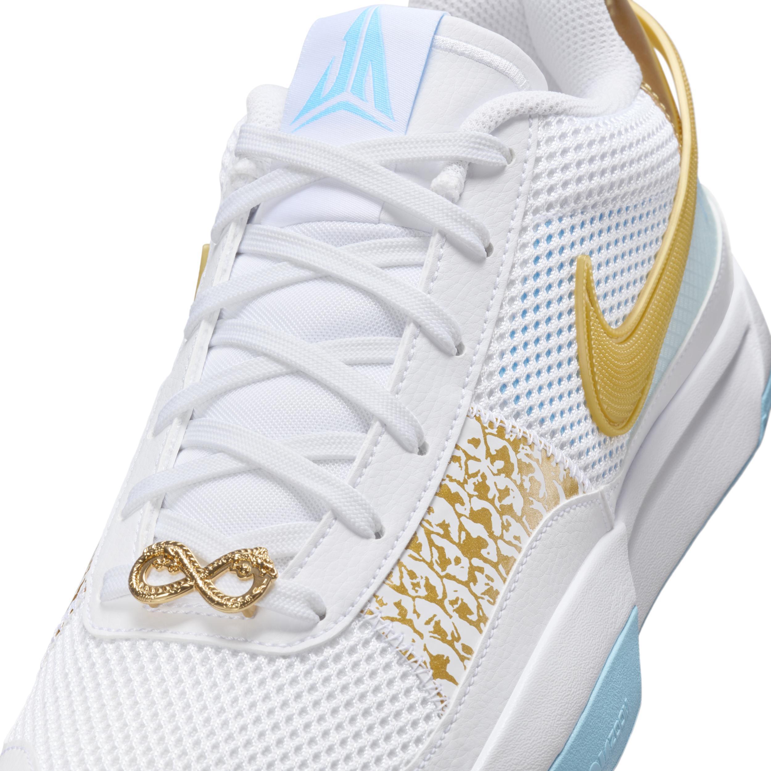Nike Mens JA 1 CNY - Basketball Shoes White/Metallic Gold/Auarius Blue Product Image