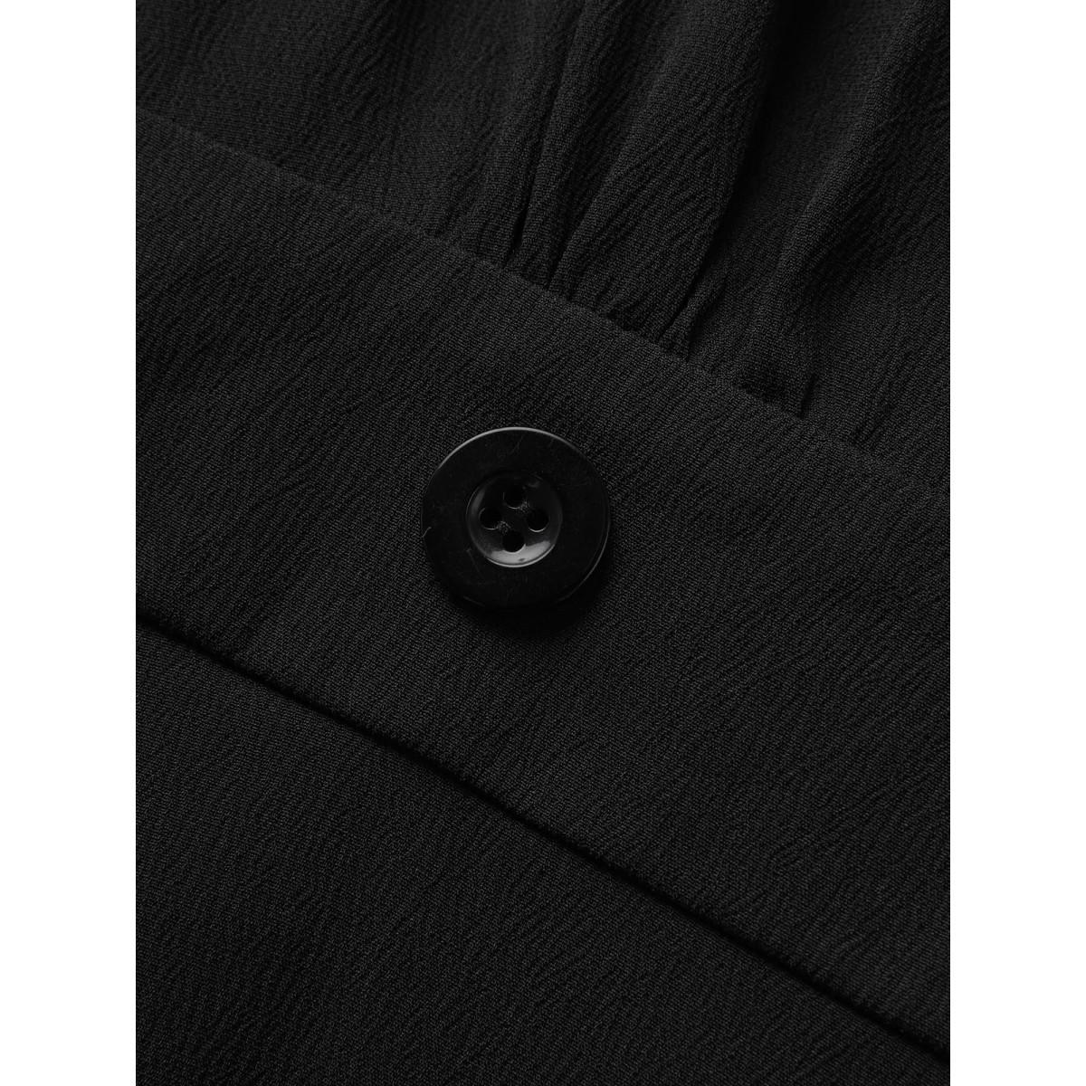 Plus Size V Neck Plain Split Hem Sleeveless Midi Dress Black Women At the Office Button V-neck Sleeveless Curvy BloomChic 14-16/1X Product Image
