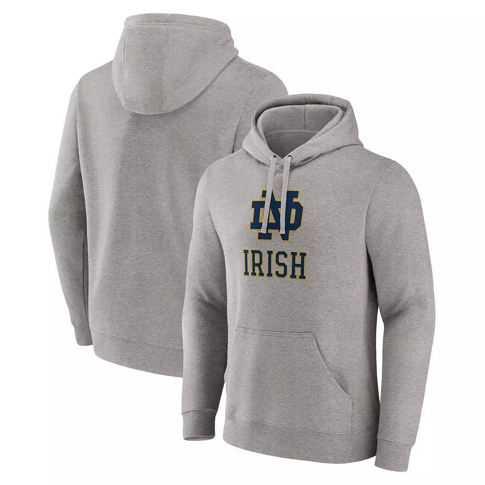 Men's Fanatics Heather Gray Notre Dame Fighting Irish Primary Logo Pullover Hoodie, Size: Large, Grey Product Image