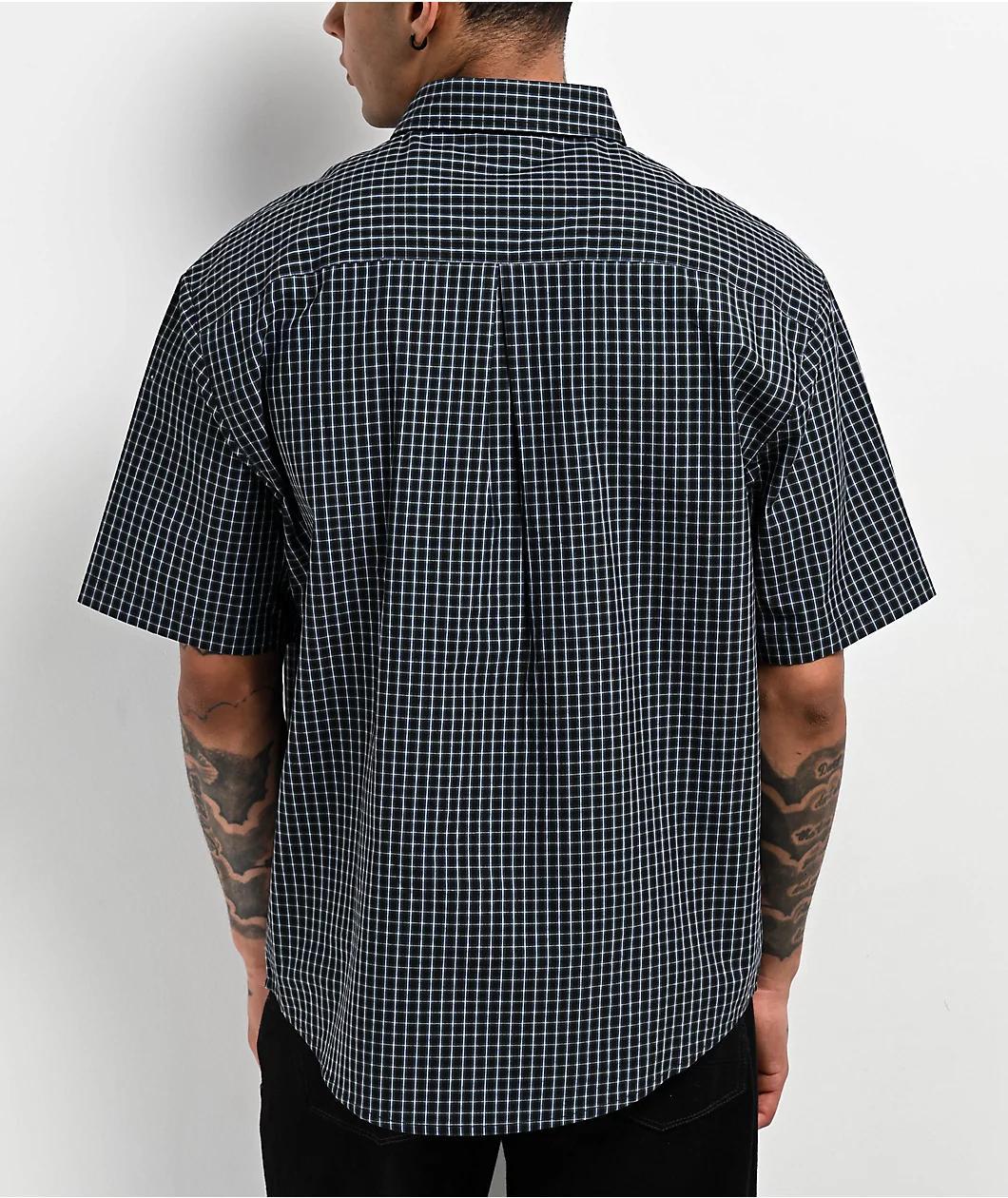 Monet Skateboards Sweeper Blue Plaid Short Sleeve Shirt Product Image