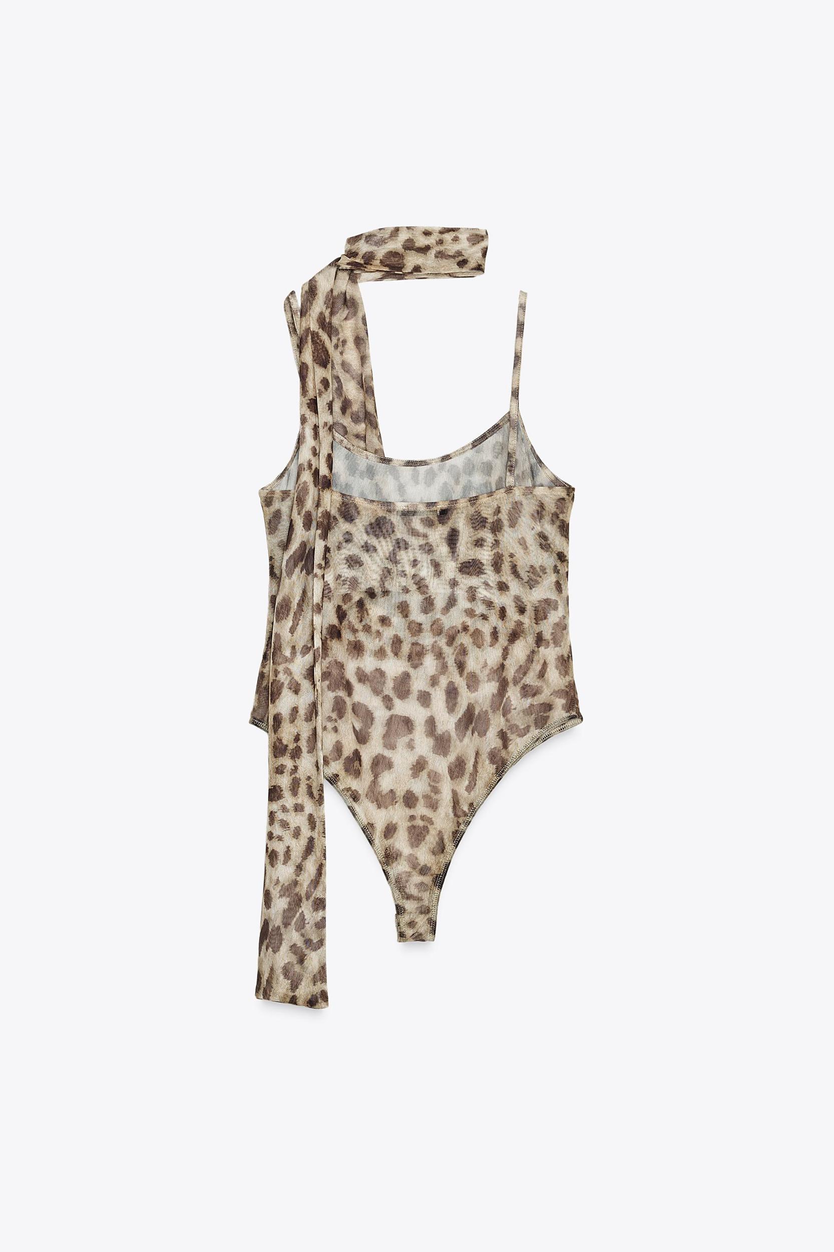 PRINTED TULLE SCARF BODYSUIT Product Image
