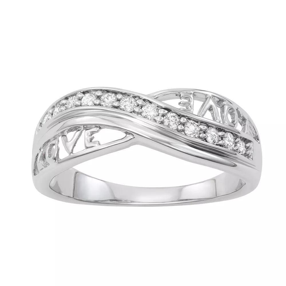 Sterling Silver 1/5 Carat T.W. Diamond "LOVE" Band Ring, Women's, Size: 6 Product Image