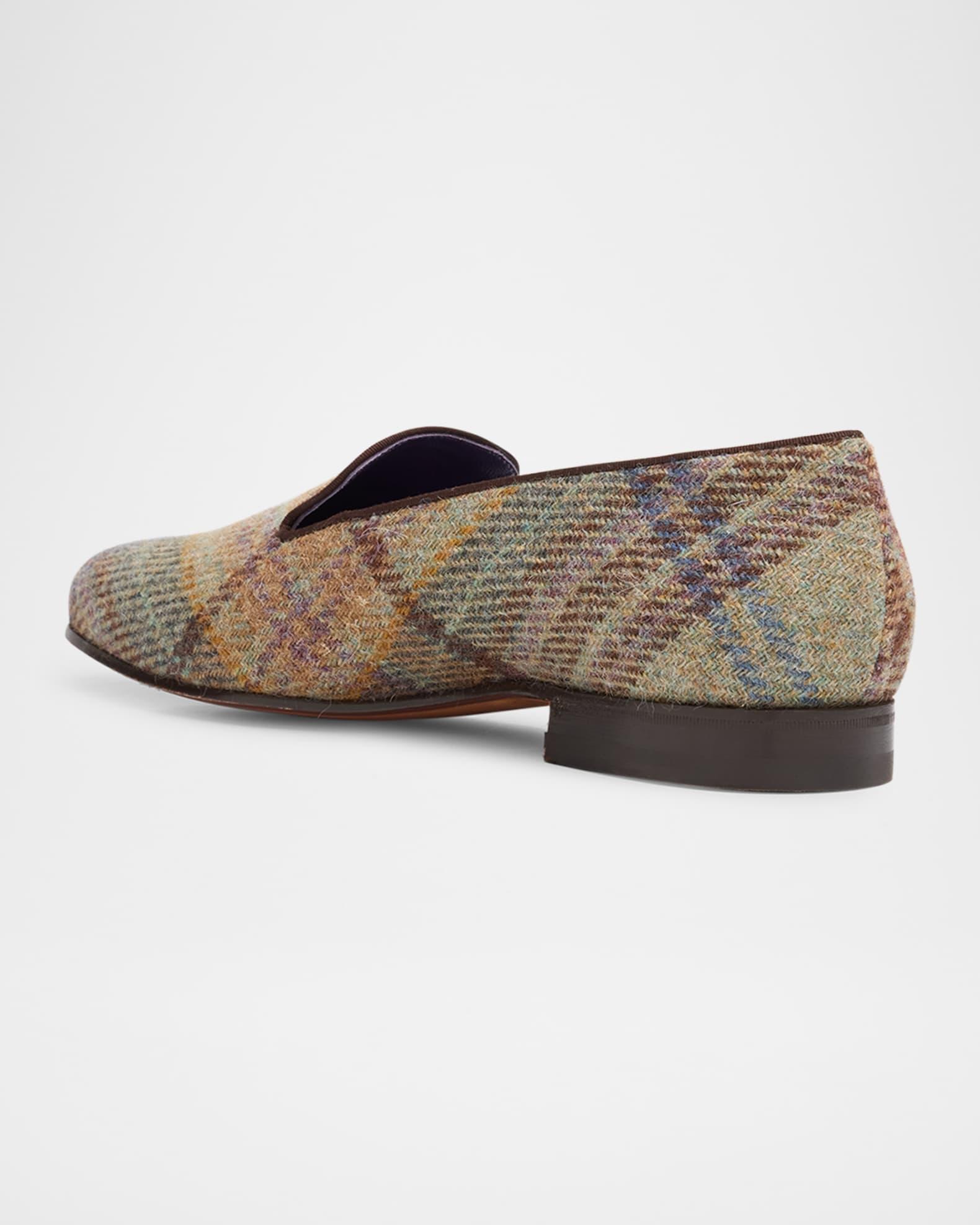 Men's Alonzo Crest Wool Plaid Smoking Slippers Product Image