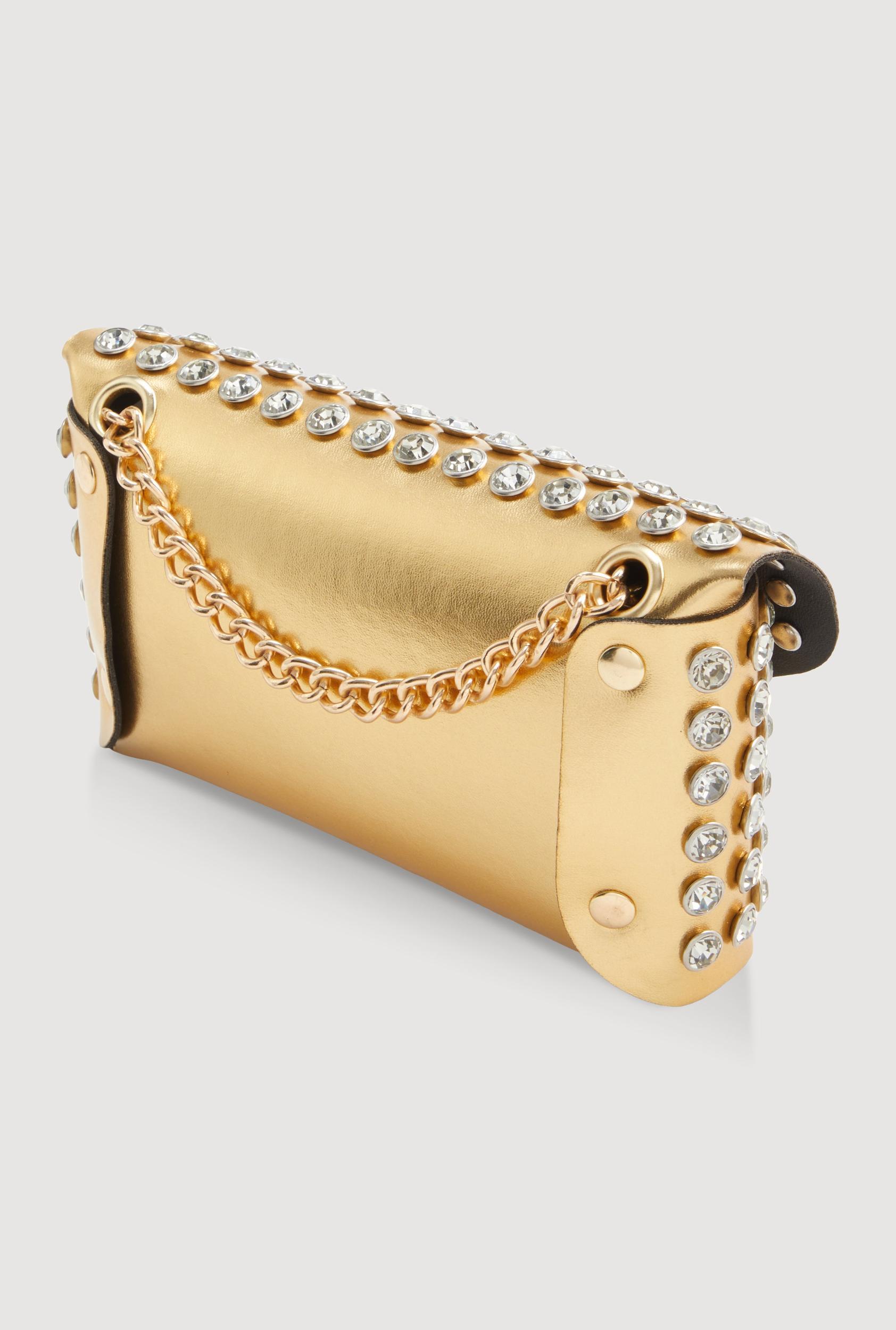 Rhinestone Studded Mini Envelope Crossbody Bag Female Product Image
