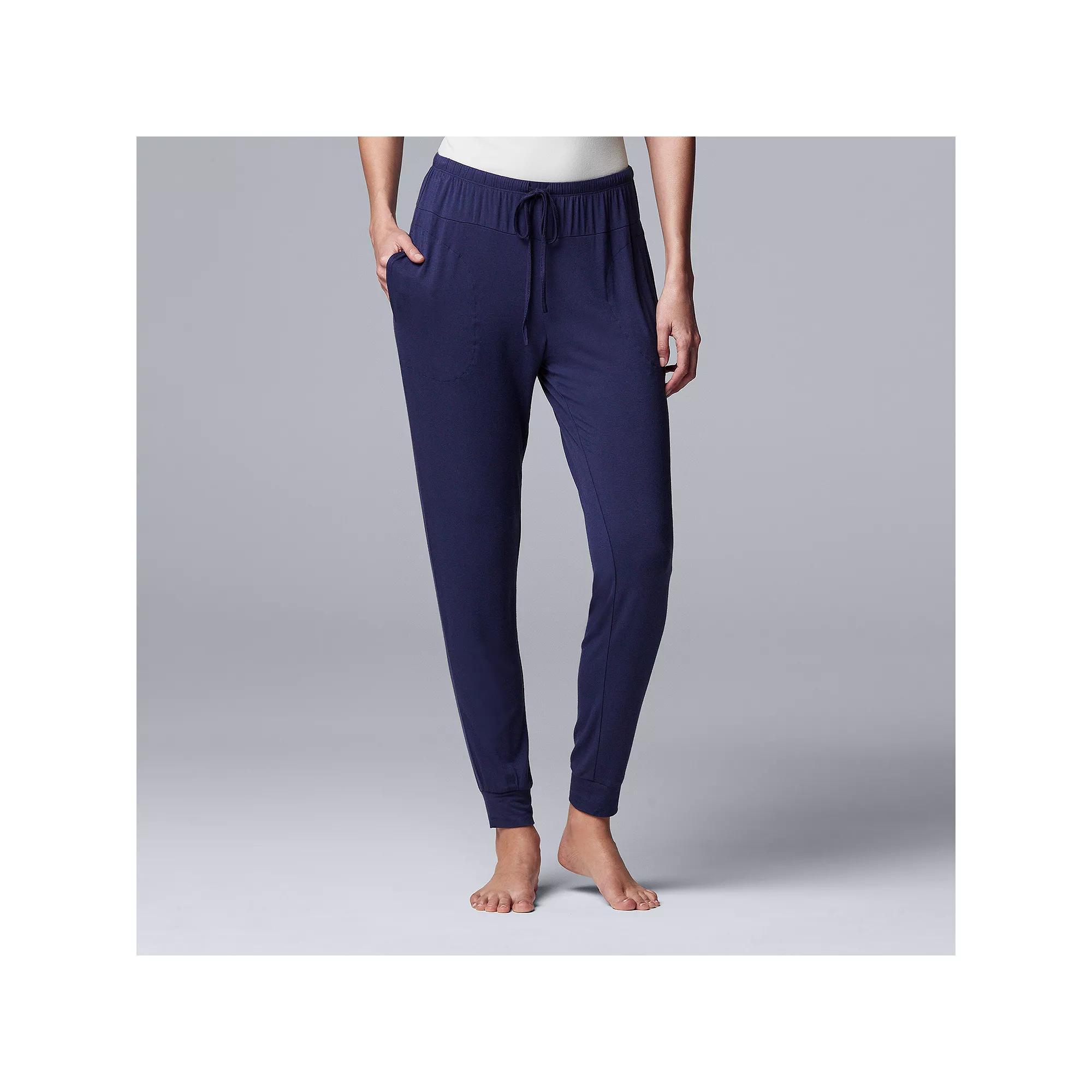 Women's Simply Vera Vera Wang Basic Luxury Banded Bottom Pajama Pants, Size: Small, Blue Product Image