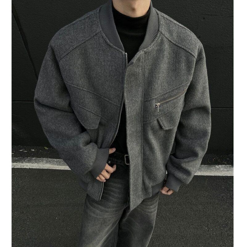 Plain Panel Zip Baseball Jacket Product Image