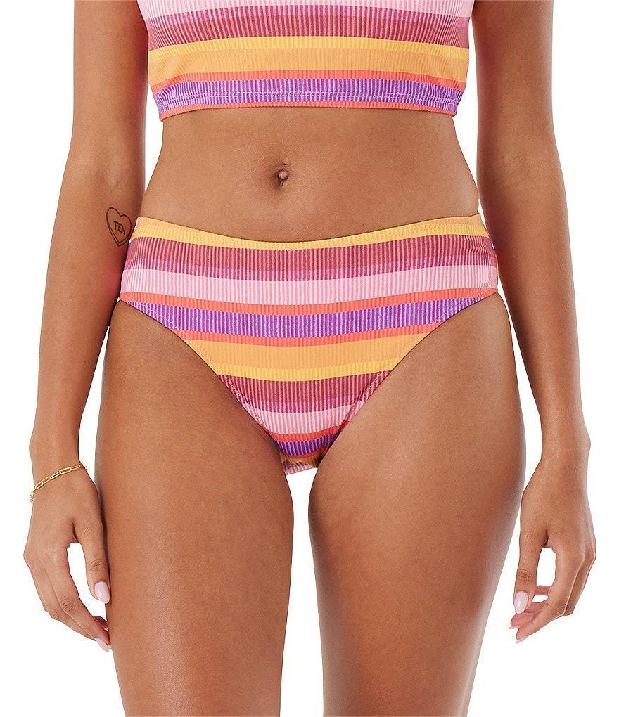 Roxy Coastal Current Rainbow Summer Stripes Low Waist Hipster Swim Bottom Product Image