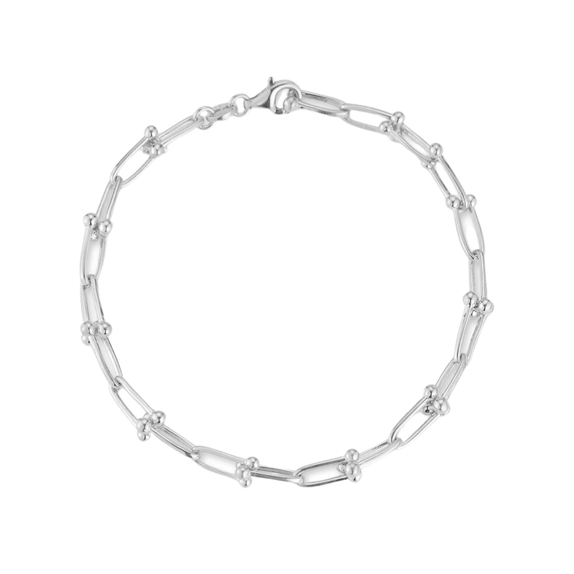 Sunkissed Sterling 14k Gold Over Silver Stirrup Link Bracelet, Women's, Size: 7", Silver Tone Product Image