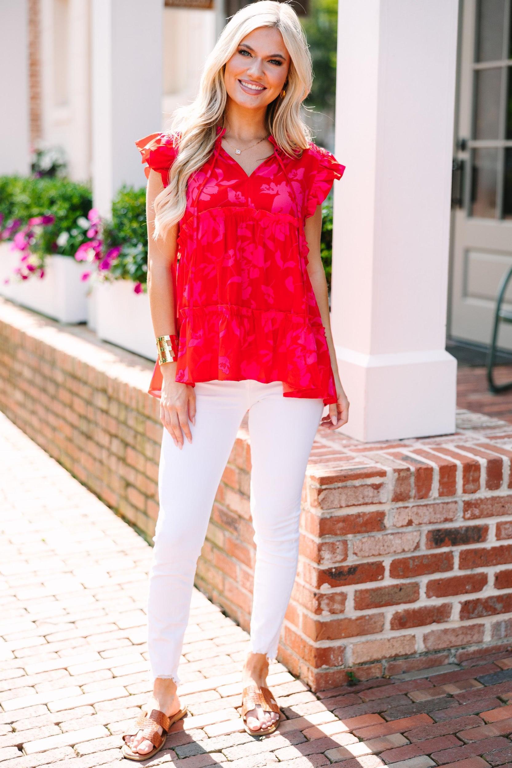 Show You Off Red Floral Blouse Female Product Image