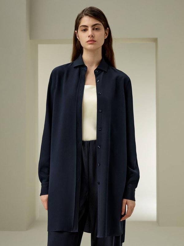 Classic Longline Silk Shirt Product Image