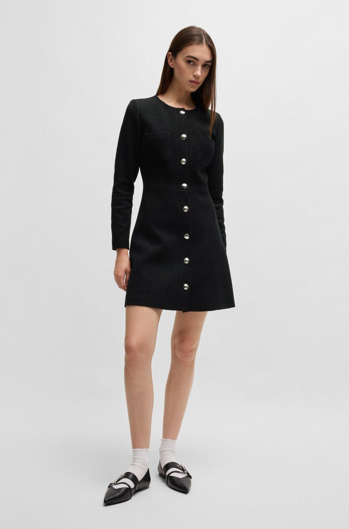 Bouclé dress with logo buttons Product Image