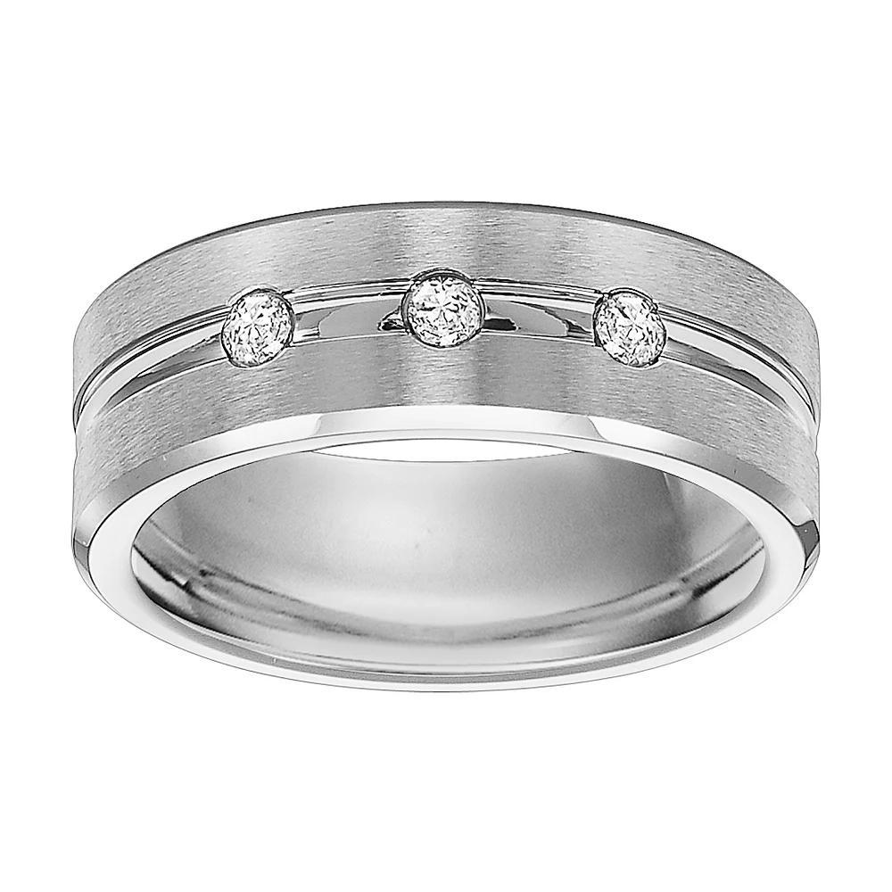 AXL 1/6 Carat T.W. Diamond Cobalt 8 mm Comfort Fit Mens Band Silver Tone Product Image
