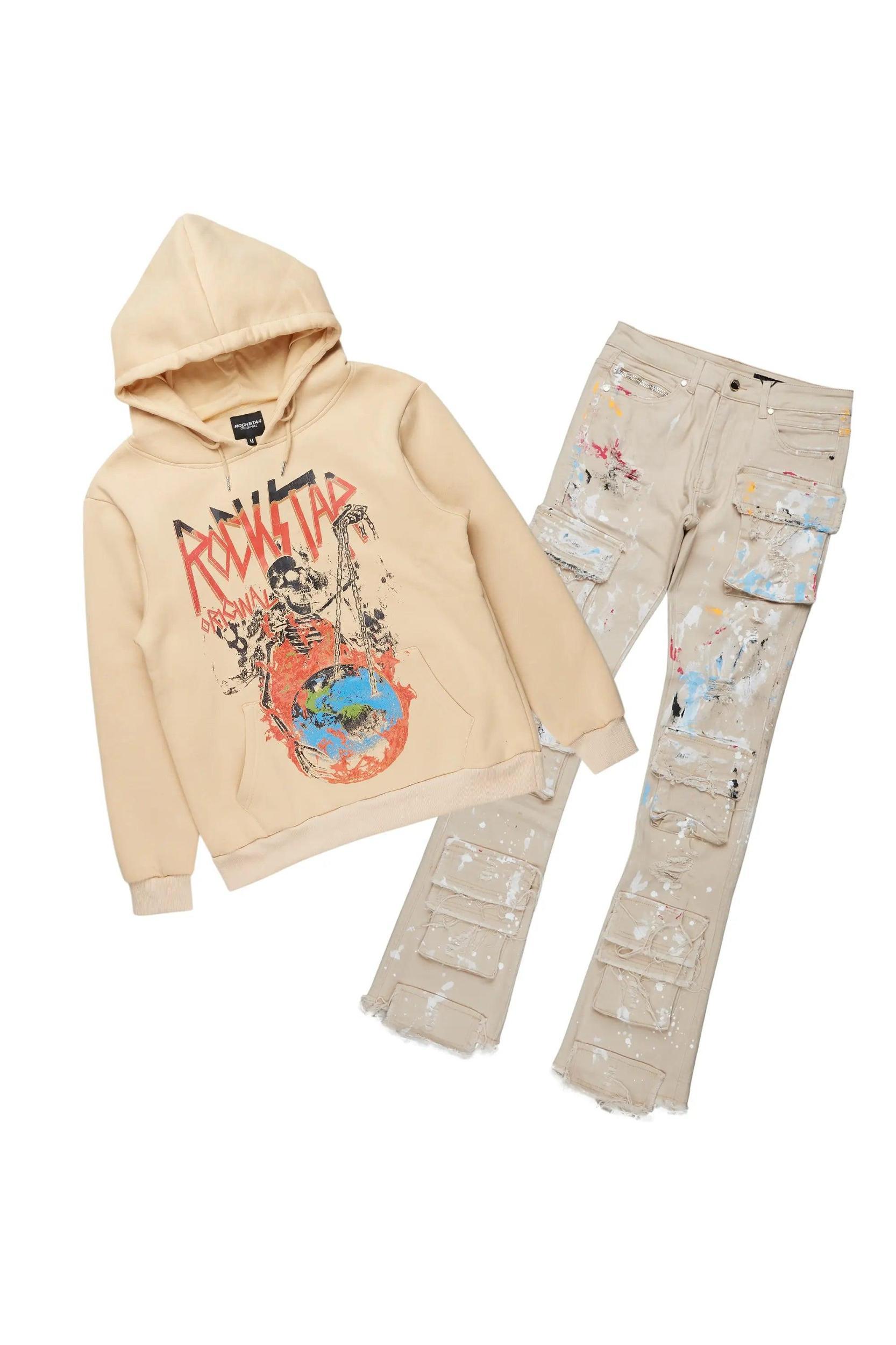 Barrett Sand/Tint Hoodie/Stacked Flare Jean Bundle Male Product Image