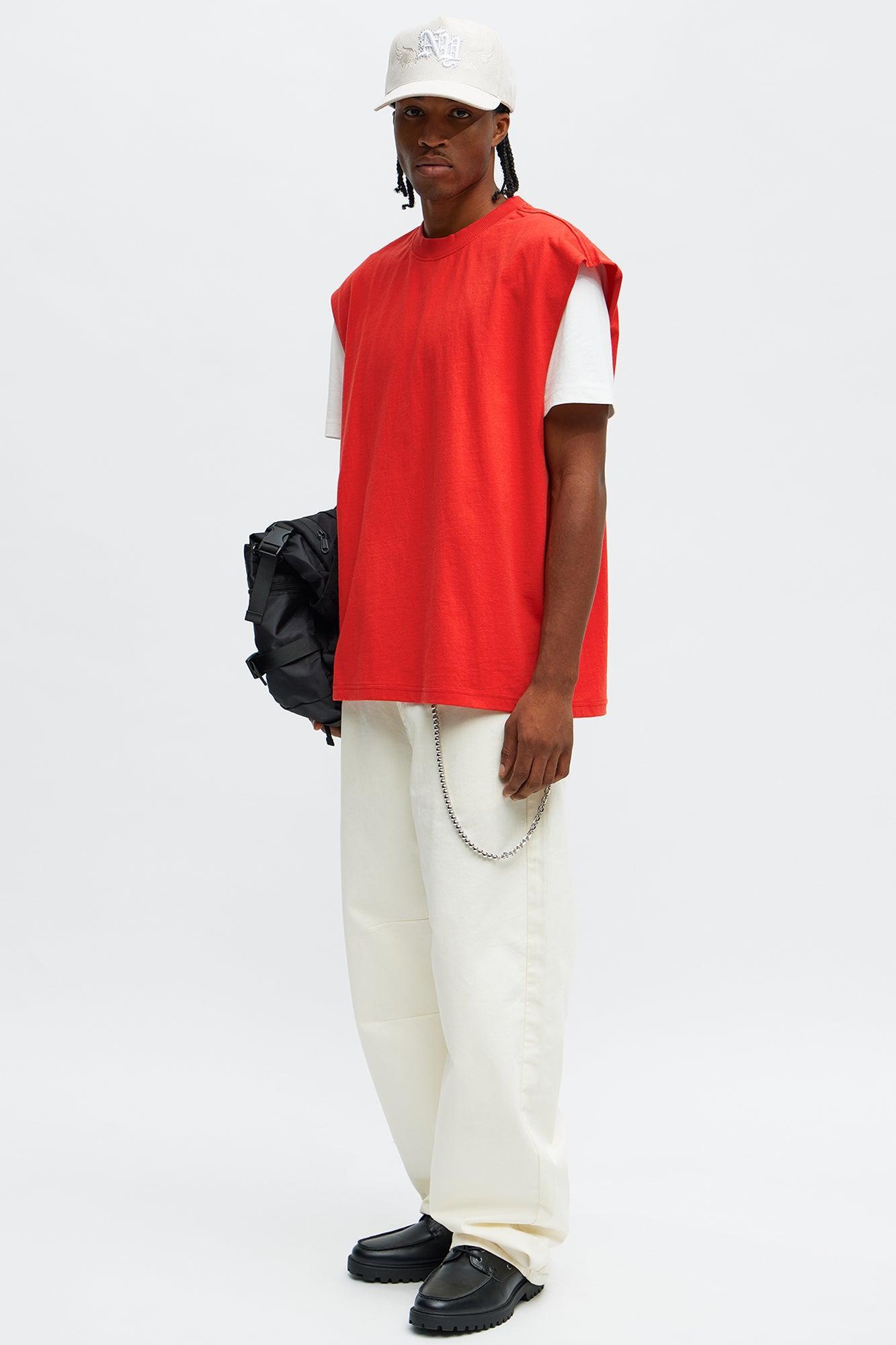 Relaxed Heavyweight Muscle Tee - Red Product Image