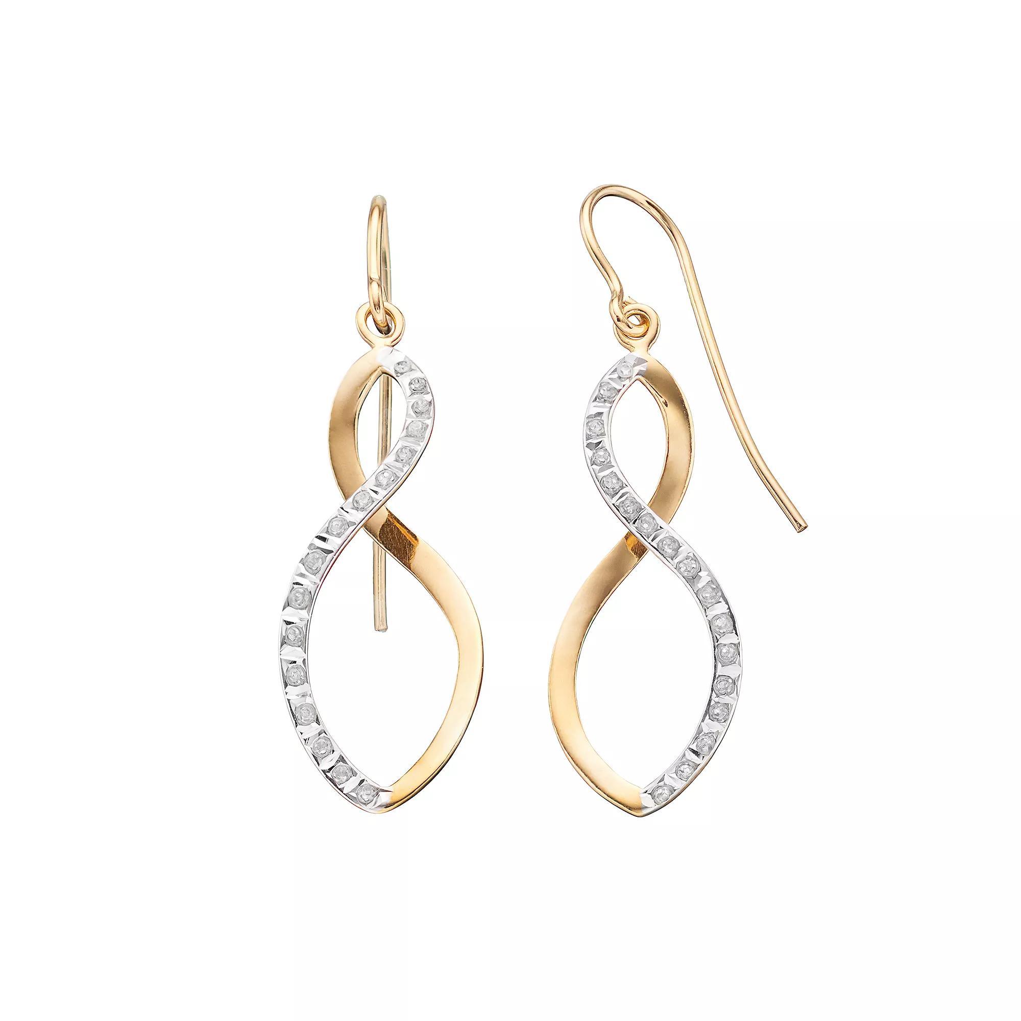 Diamond Mystique 18k Gold Over Sterling Silver Diamond Accent Infinity Dangle Earrings, Women's, 18k Gold Over Silver Product Image