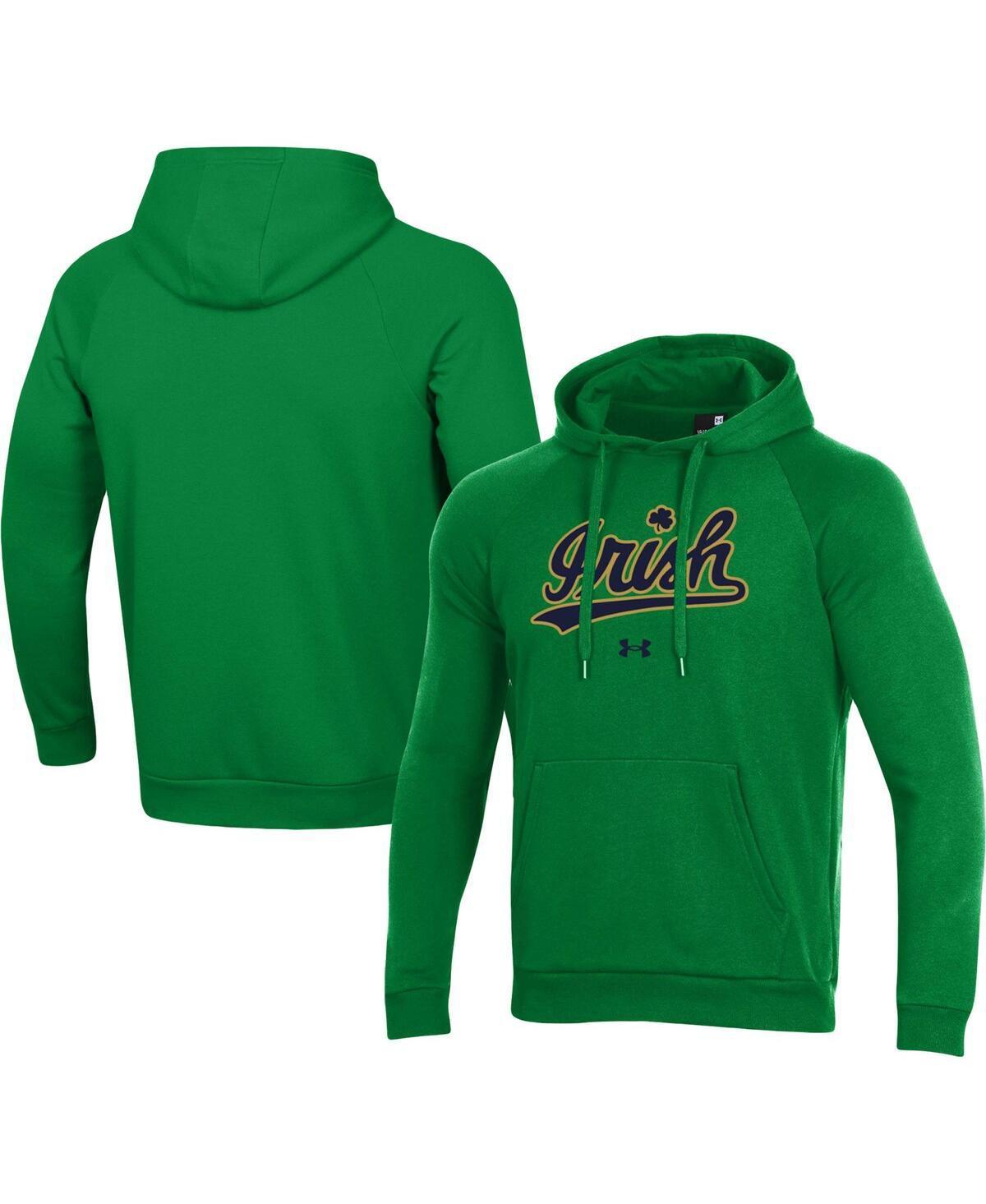 Men's Under Armour Green Notre Dame Fighting Irish Script School Logo All Day Raglan Pullover Hoodie, Size: XL Product Image