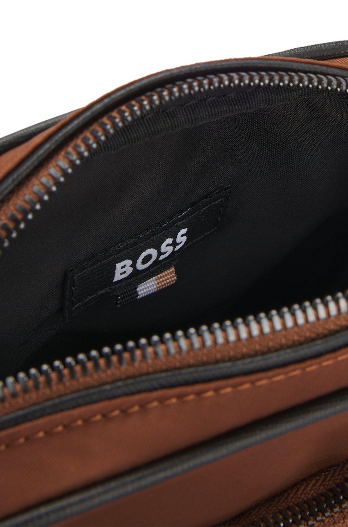 BOSS - Twill reporter bag with Double B monogram - Brown Product Image