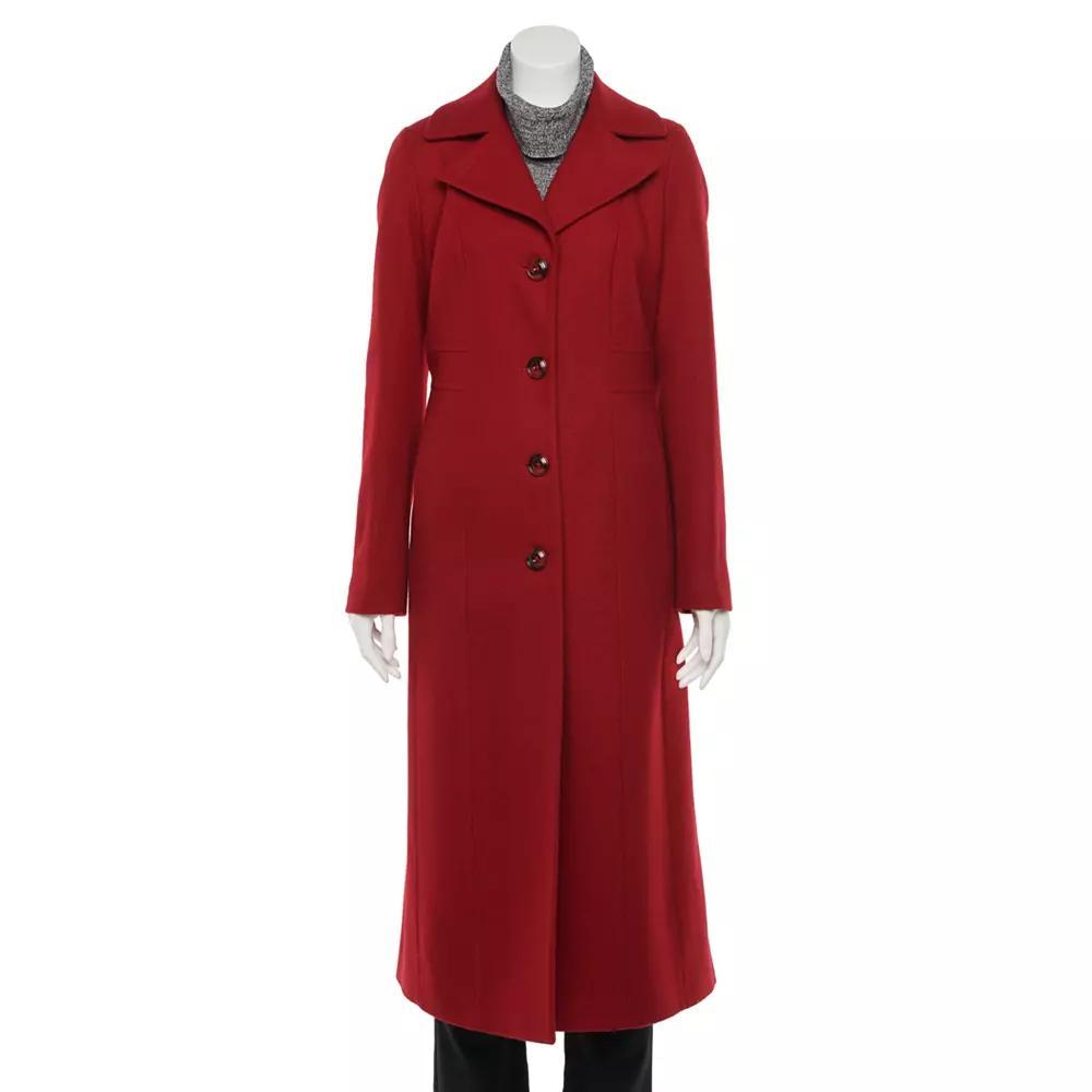 Women's TOWER by London Fog Long Wool-Blend Coat, Size: Medium, Red Product Image