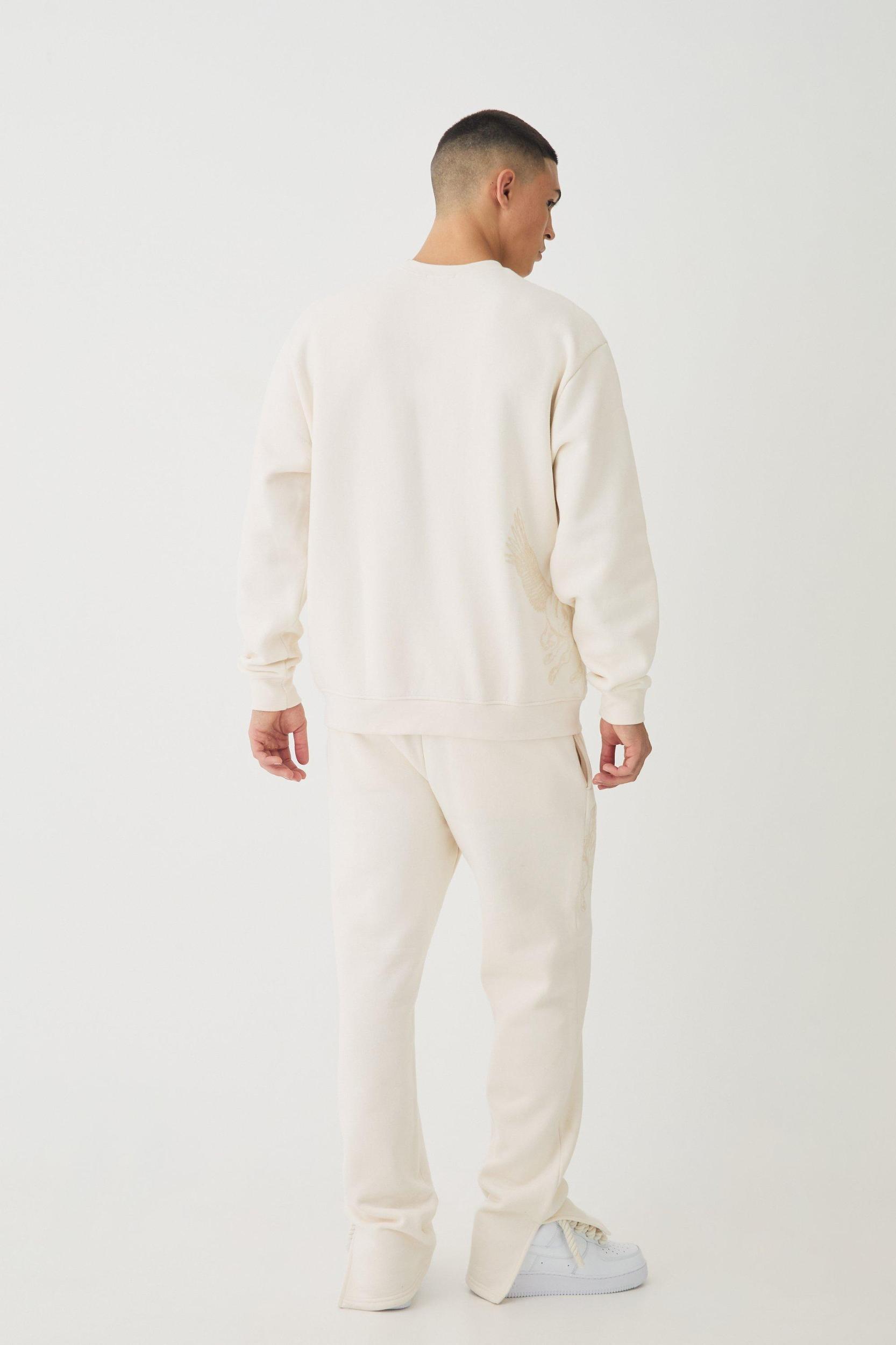 Smart Oversized Super Heavyweight Flock Print Sweatshirt | boohooMAN USA Product Image