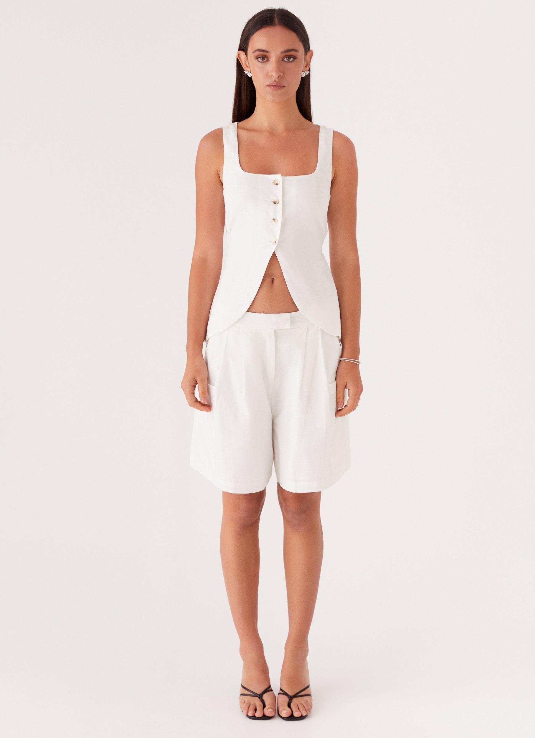 Mayzie Linen Vest - White Product Image