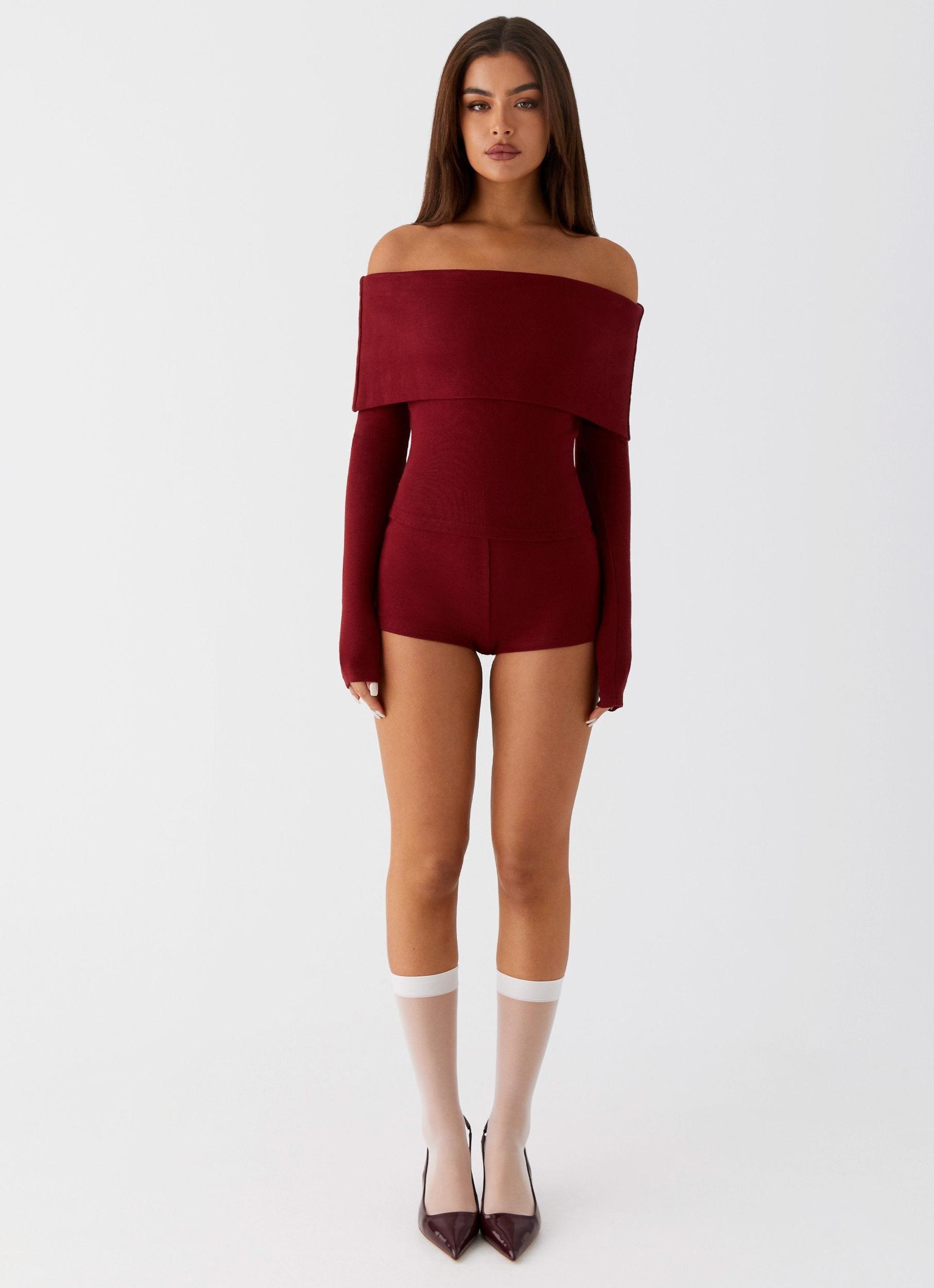 Spectate Mini Shorts - Maroon Product Image