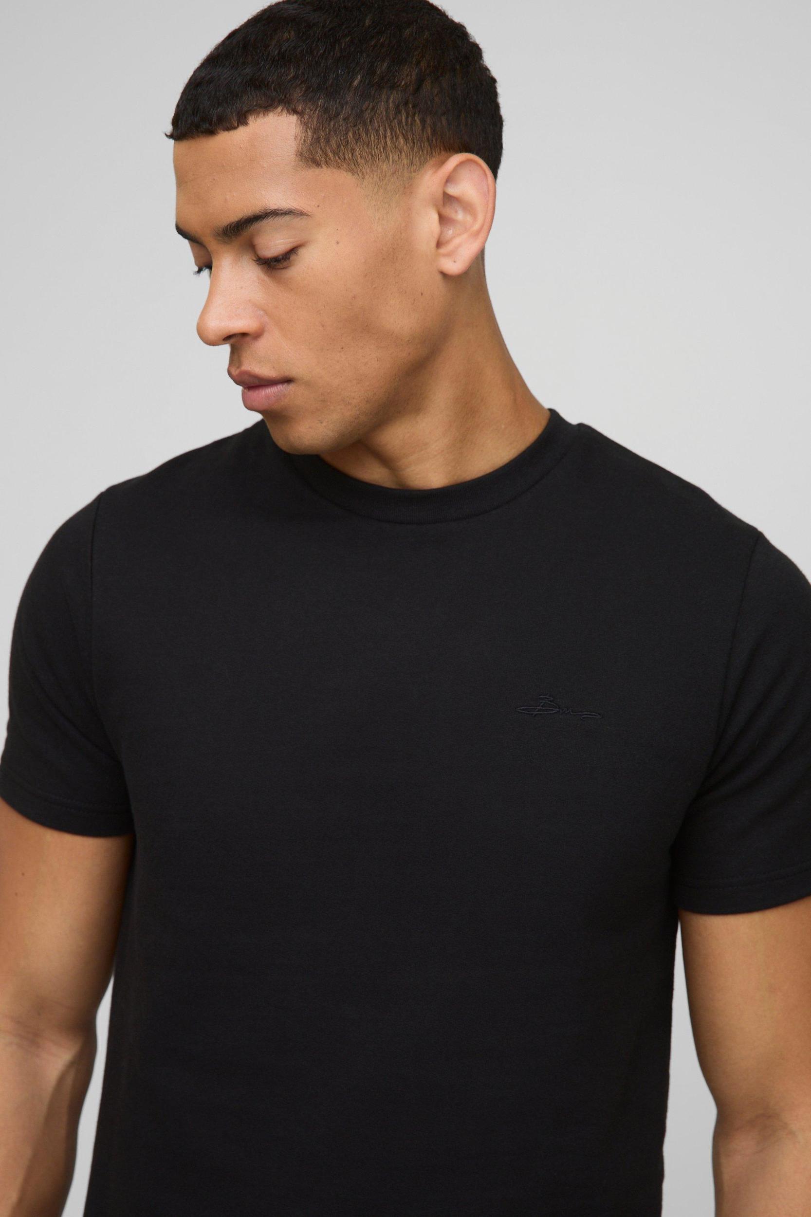 Slim Fit BM Signature Heavyweight T-Shirt | boohooMAN USA Product Image