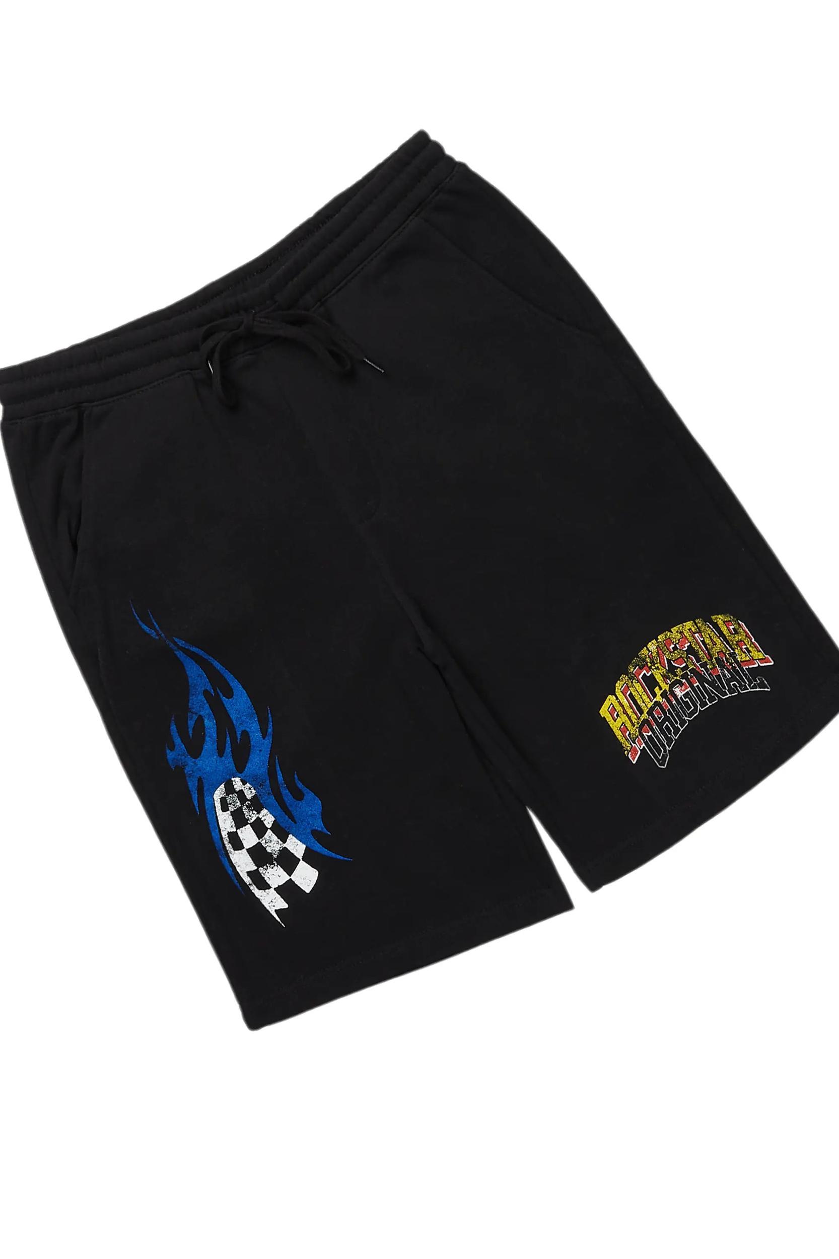 Colorful Race Black T-Shirt Short Set Male Product Image