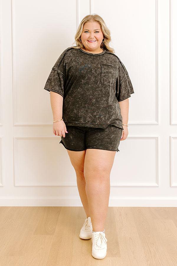 Road Trip Ready Oversized Vintage Wash Tee in Black Curves Product Image