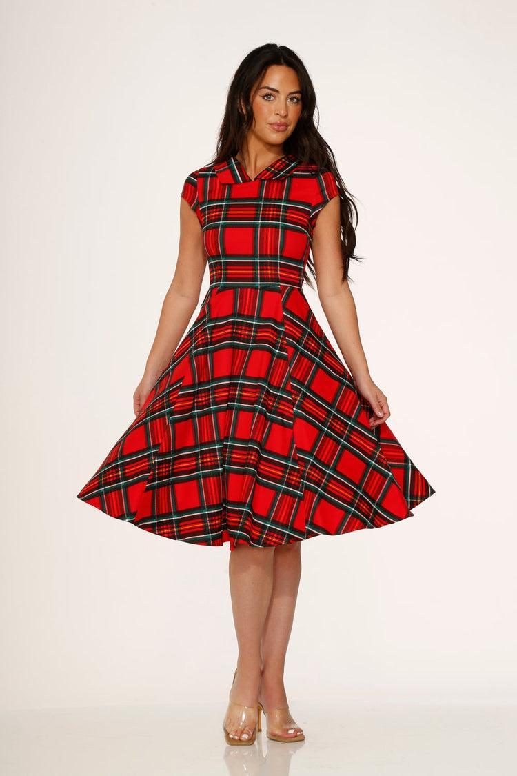 Red Plaid Swing Dress Product Image