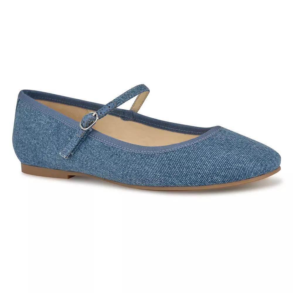 Nine West Ewind Womens Mary Jane Dress Flats Blue Blue Product Image