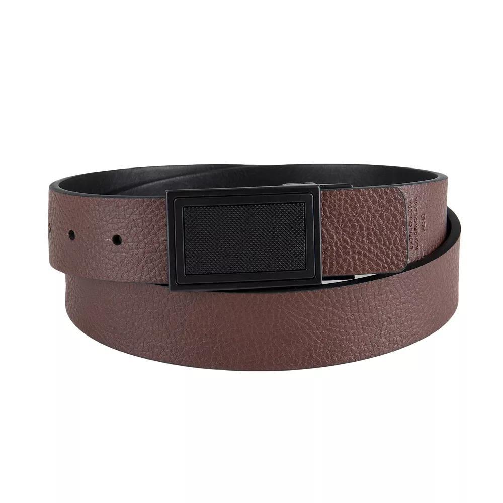 Men's Dockers® Reversible Textured Plaque Buckle Casual Belt, Size: Small, Black Brown Product Image