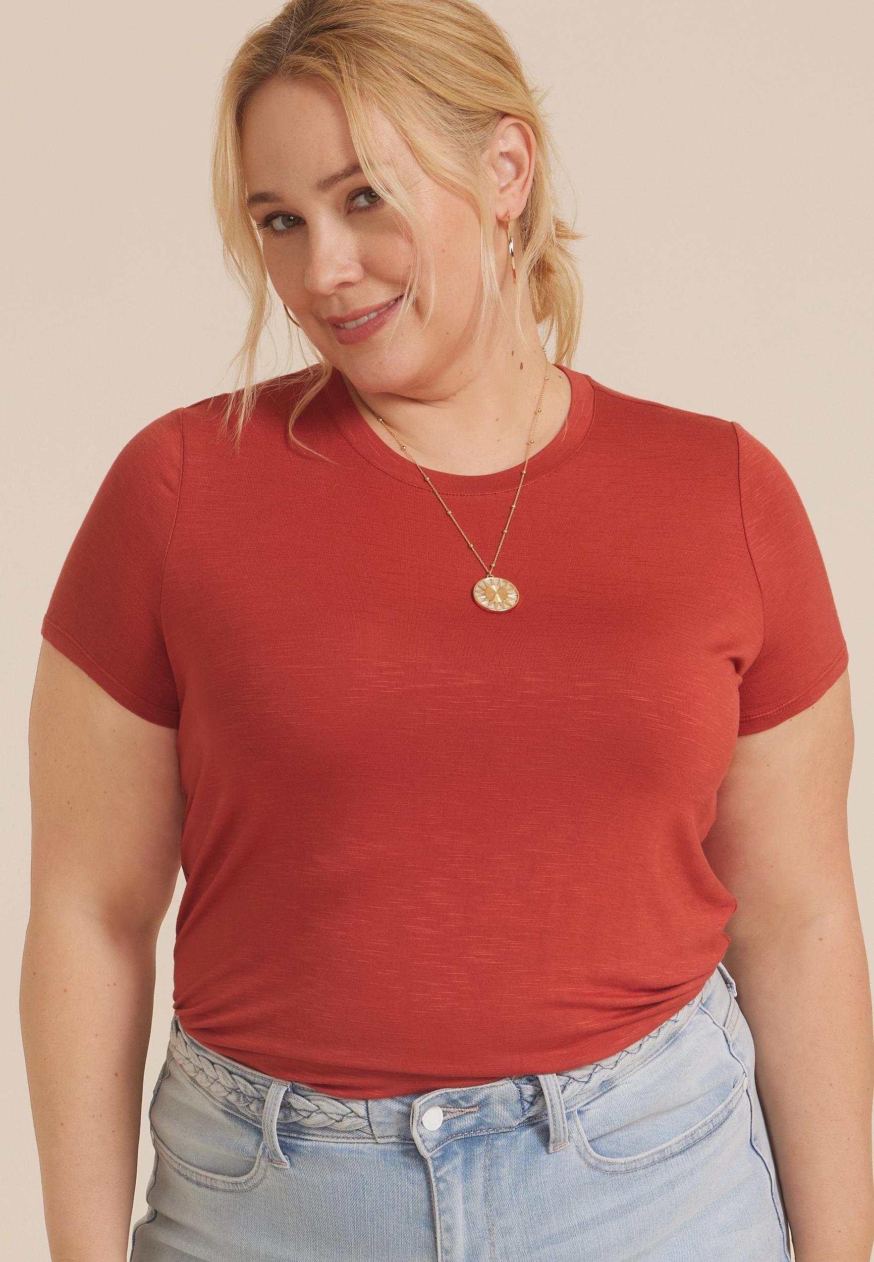 Maurices 0X Plus Size Womens 24/7 Kennedy Crew Neck Tee Blue Product Image