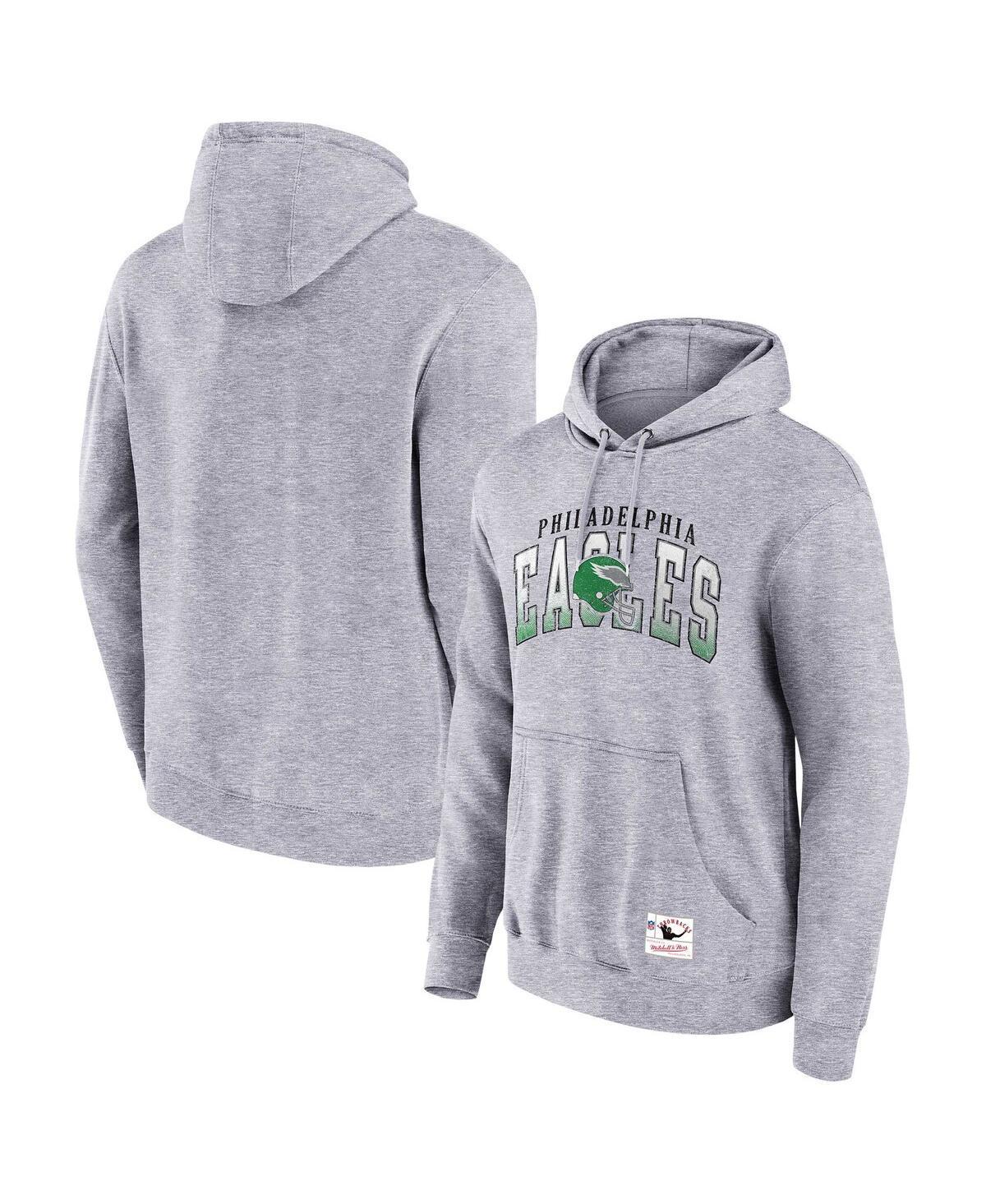 Men's Mitchell & Ness  Heather Gray Philadelphia Eagles Pocket Passer Pullover Hoodie, Size: Large, Grey Product Image